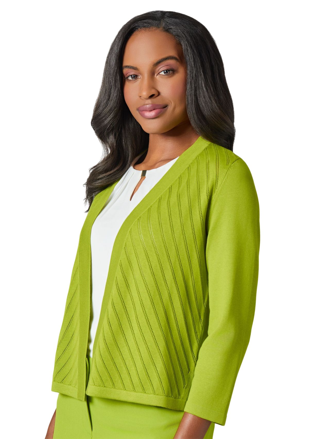 Petite Diagonal Stitch Short Cardigan  