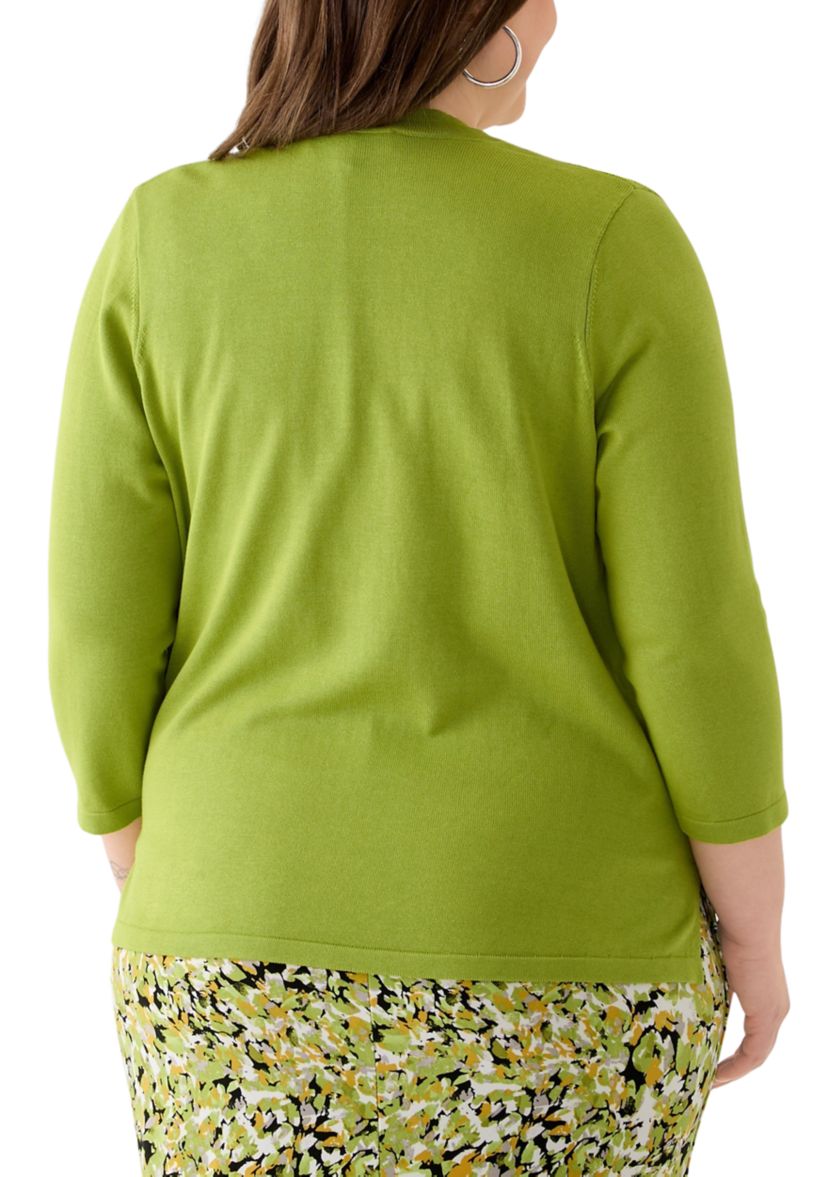 Plus Size Diagonal Stitch Short Cardigan 