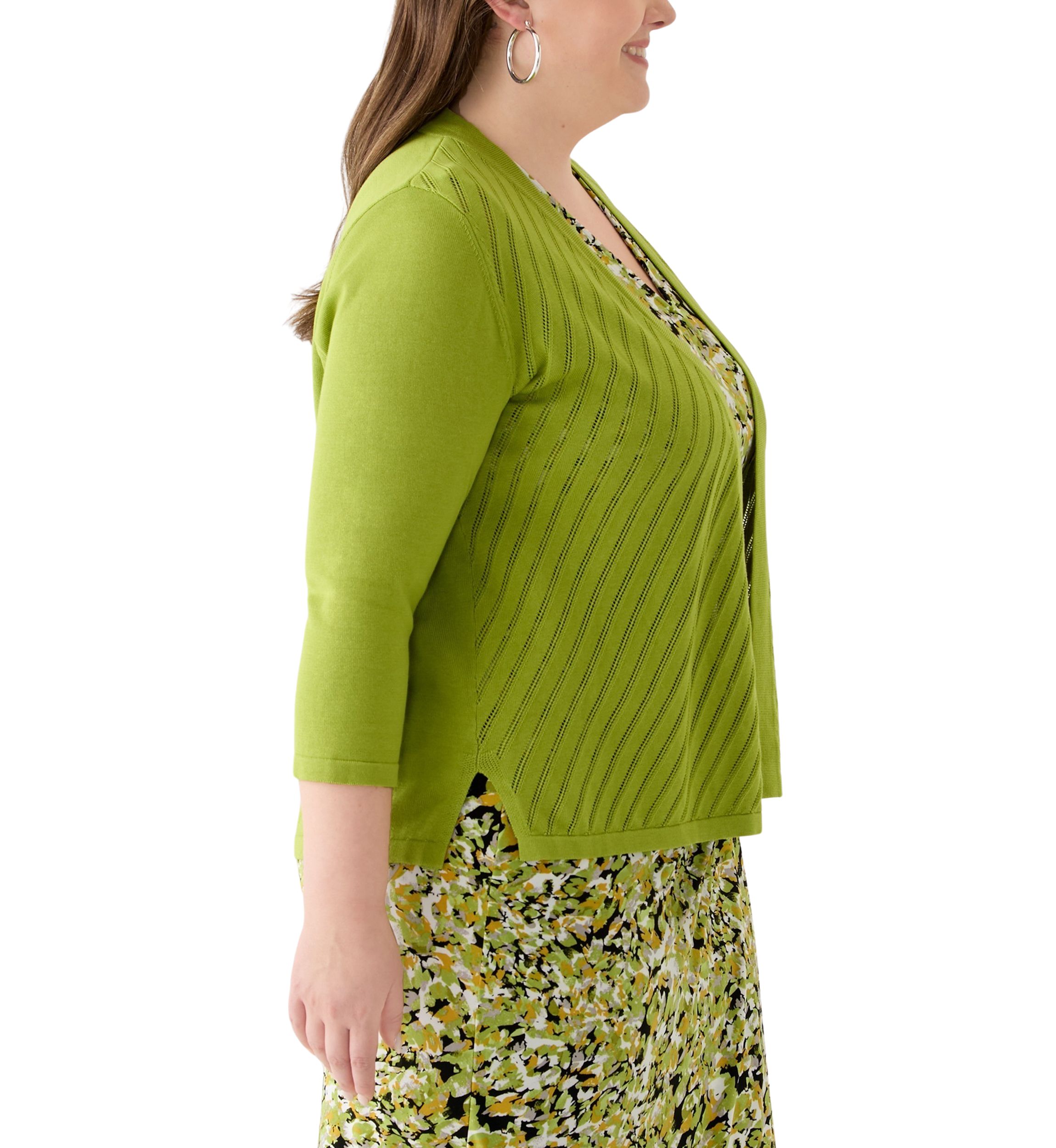 Plus Size Diagonal Stitch Short Cardigan 