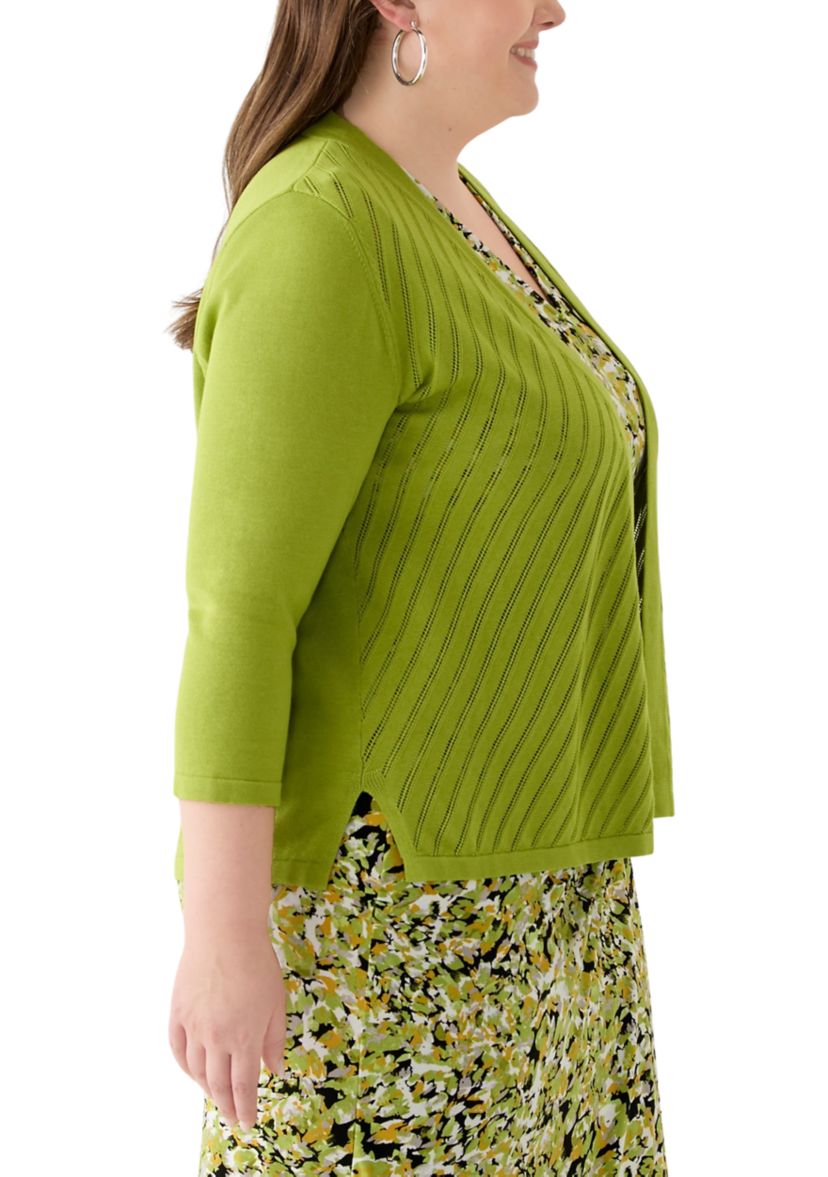 Plus Size Diagonal Stitch Short Cardigan 