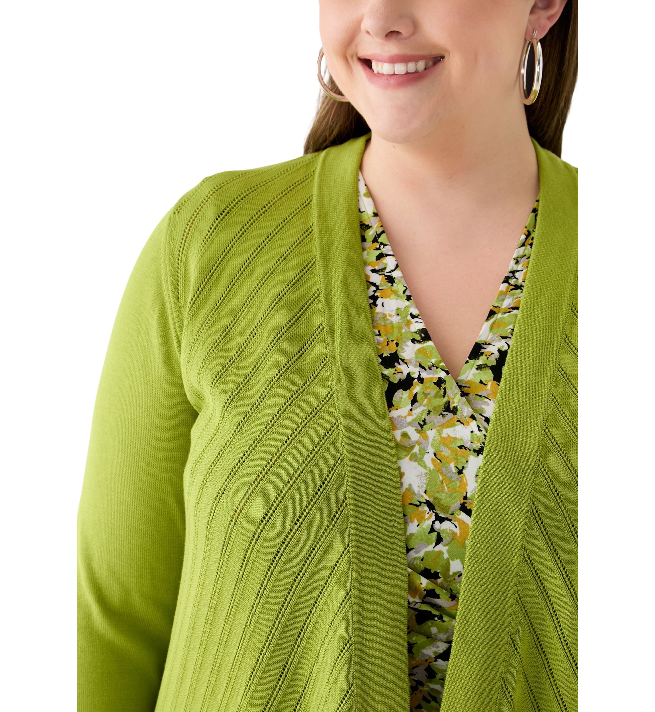 Plus Size Diagonal Stitch Short Cardigan 