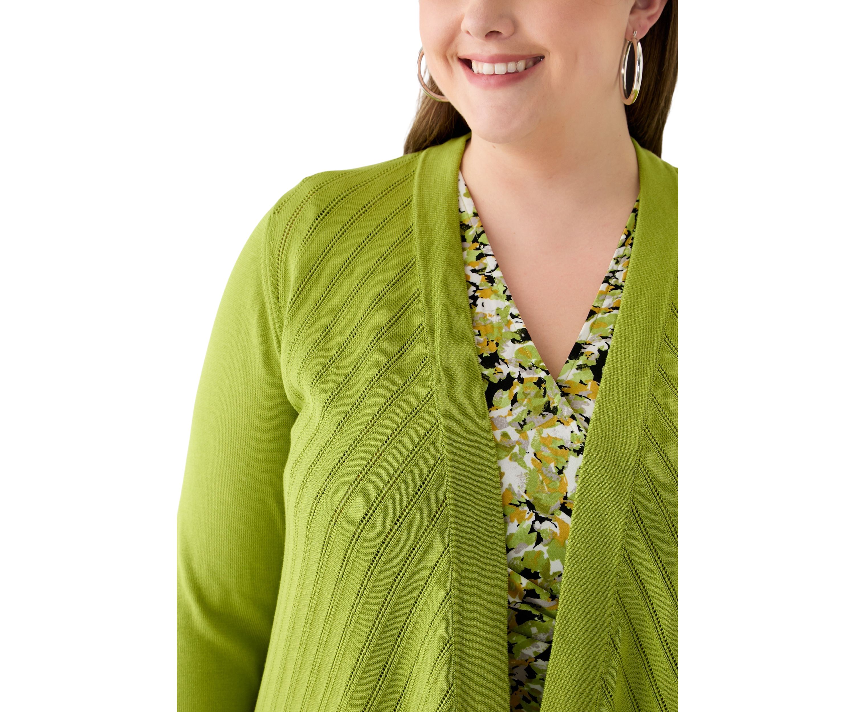 Plus Size Diagonal Stitch Short Cardigan 