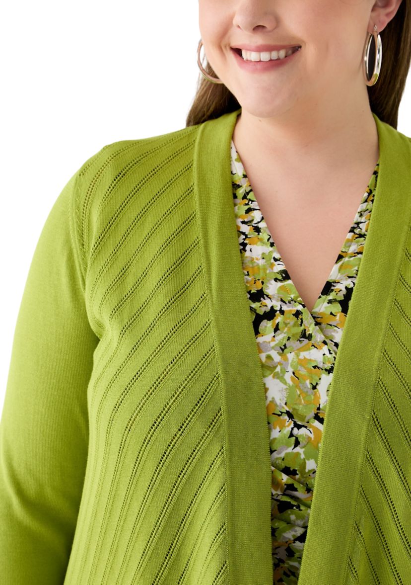 Plus Size Diagonal Stitch Short Cardigan 