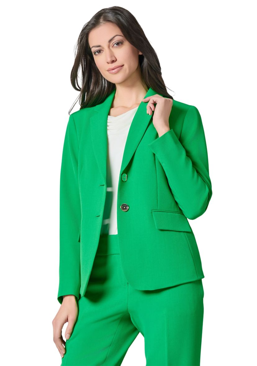 Womens Stretch Crepe Notch Collar 2-Button Jacket =