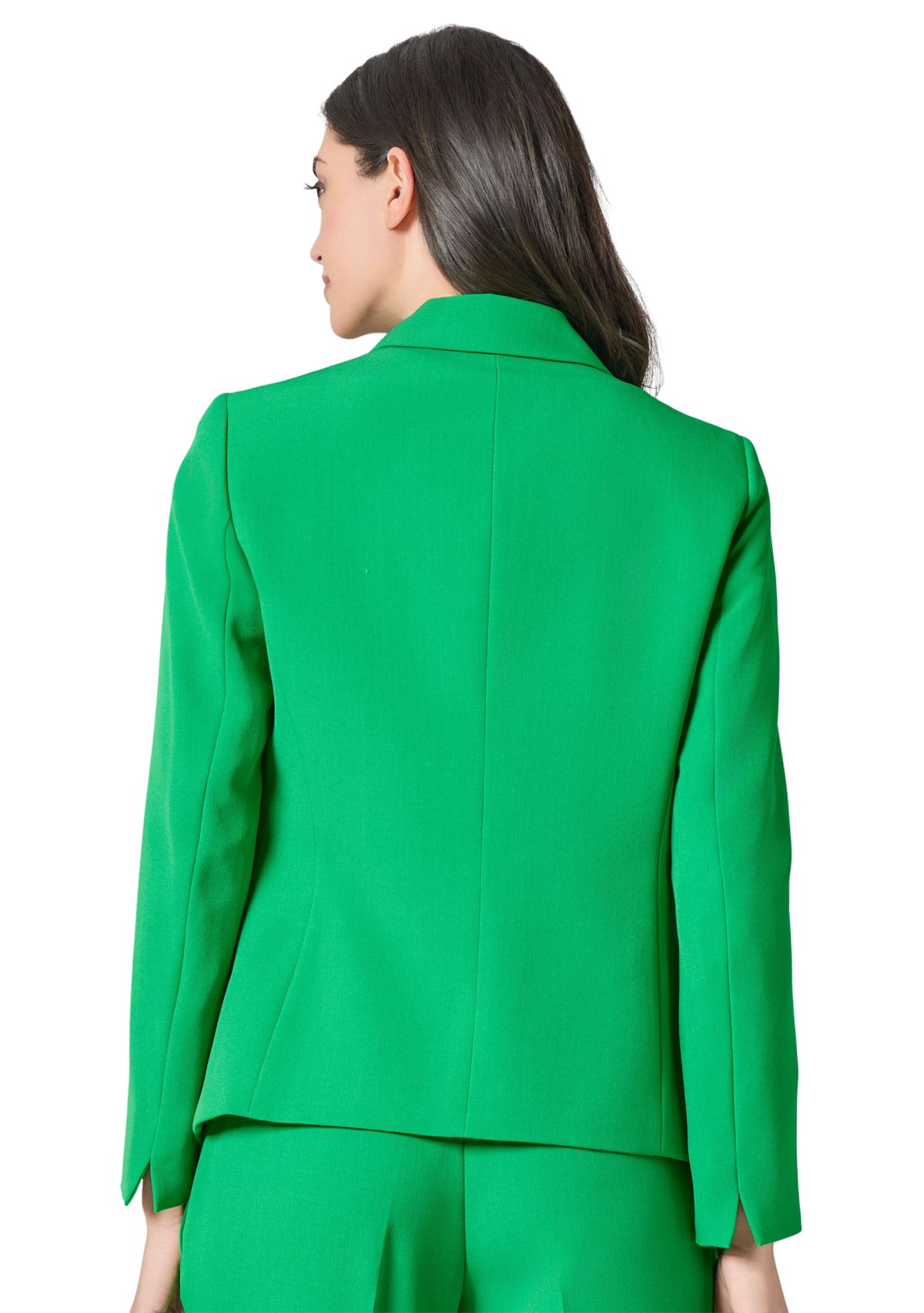 Womens Stretch Crepe Notch Collar 2-Button Jacket =