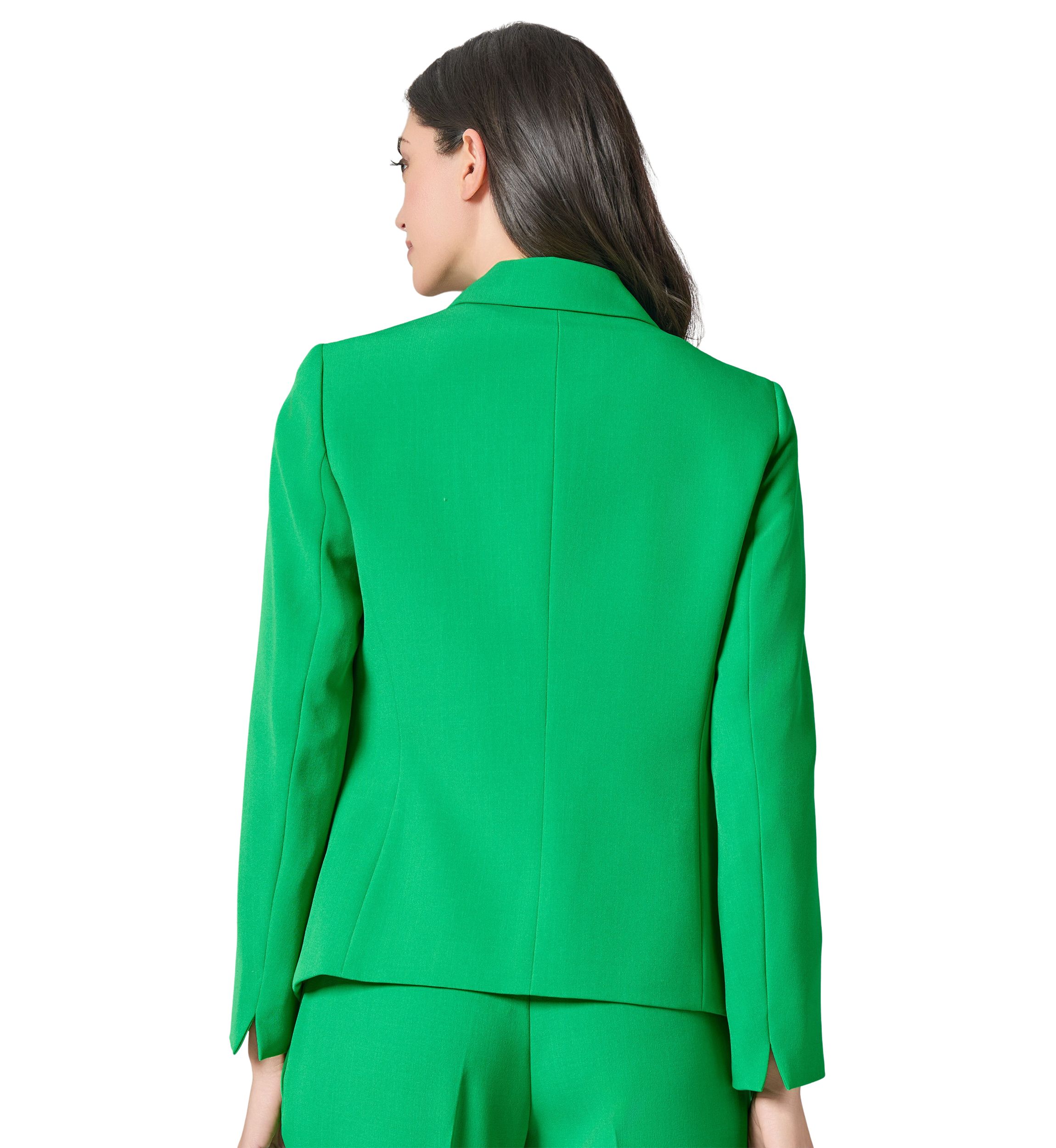 Womens Stretch Crepe Notch Collar 2-Button Jacket =