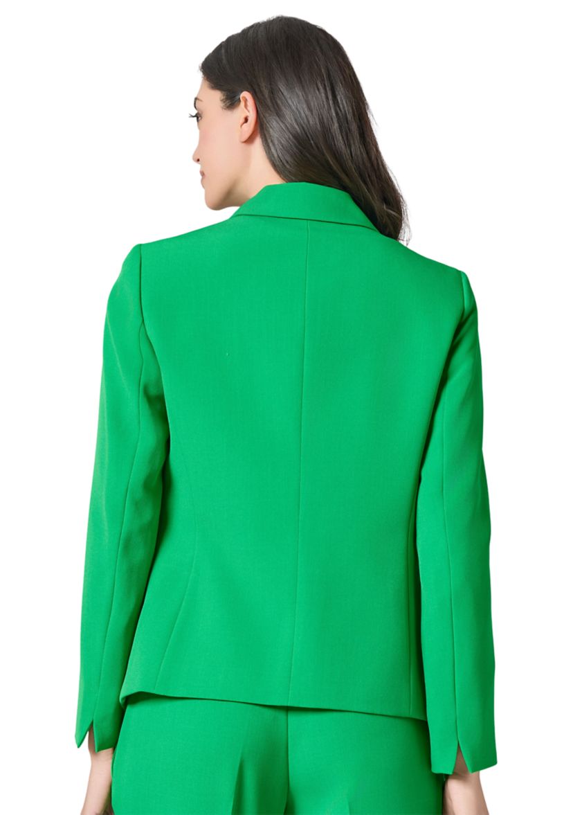 Womens Stretch Crepe Notch Collar 2-Button Jacket =