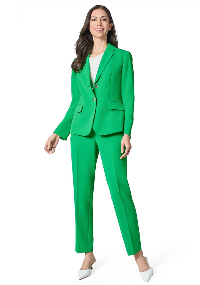 Womens Stretch Crepe Notch Collar 2-Button Jacket =
