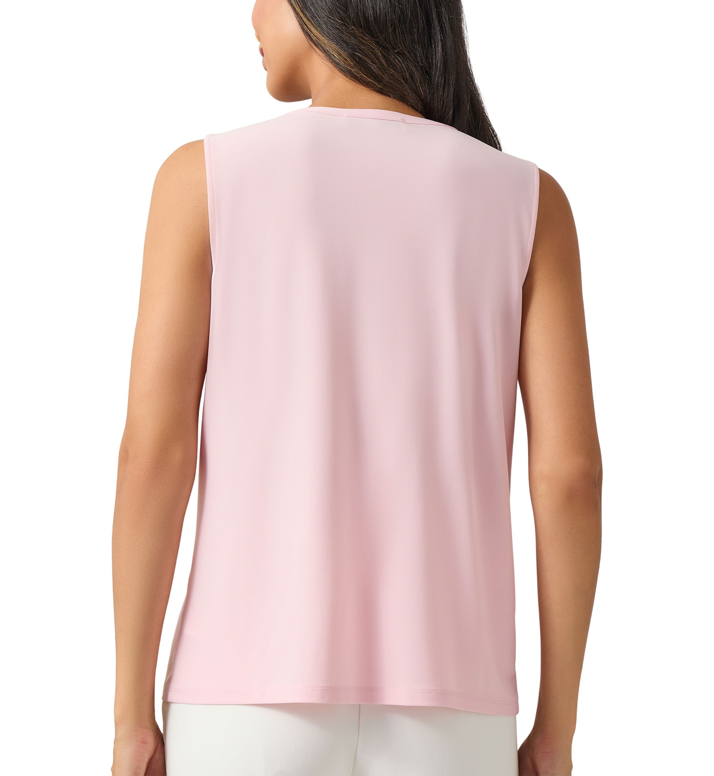 Womens Sleeveless Jeweled Pleat Neck Top
