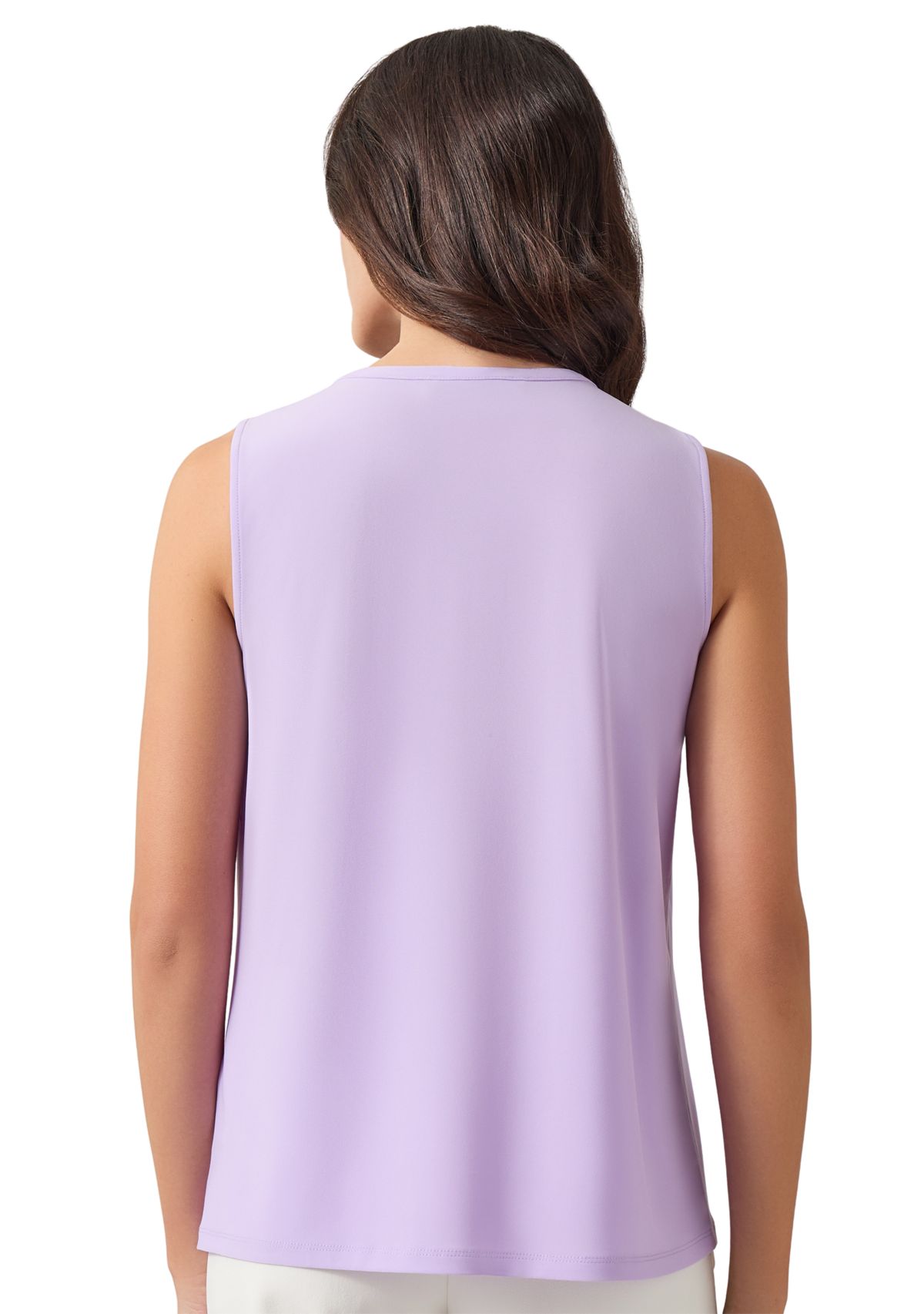 Womens Sleeveless Jeweled Pleat Neck Top 