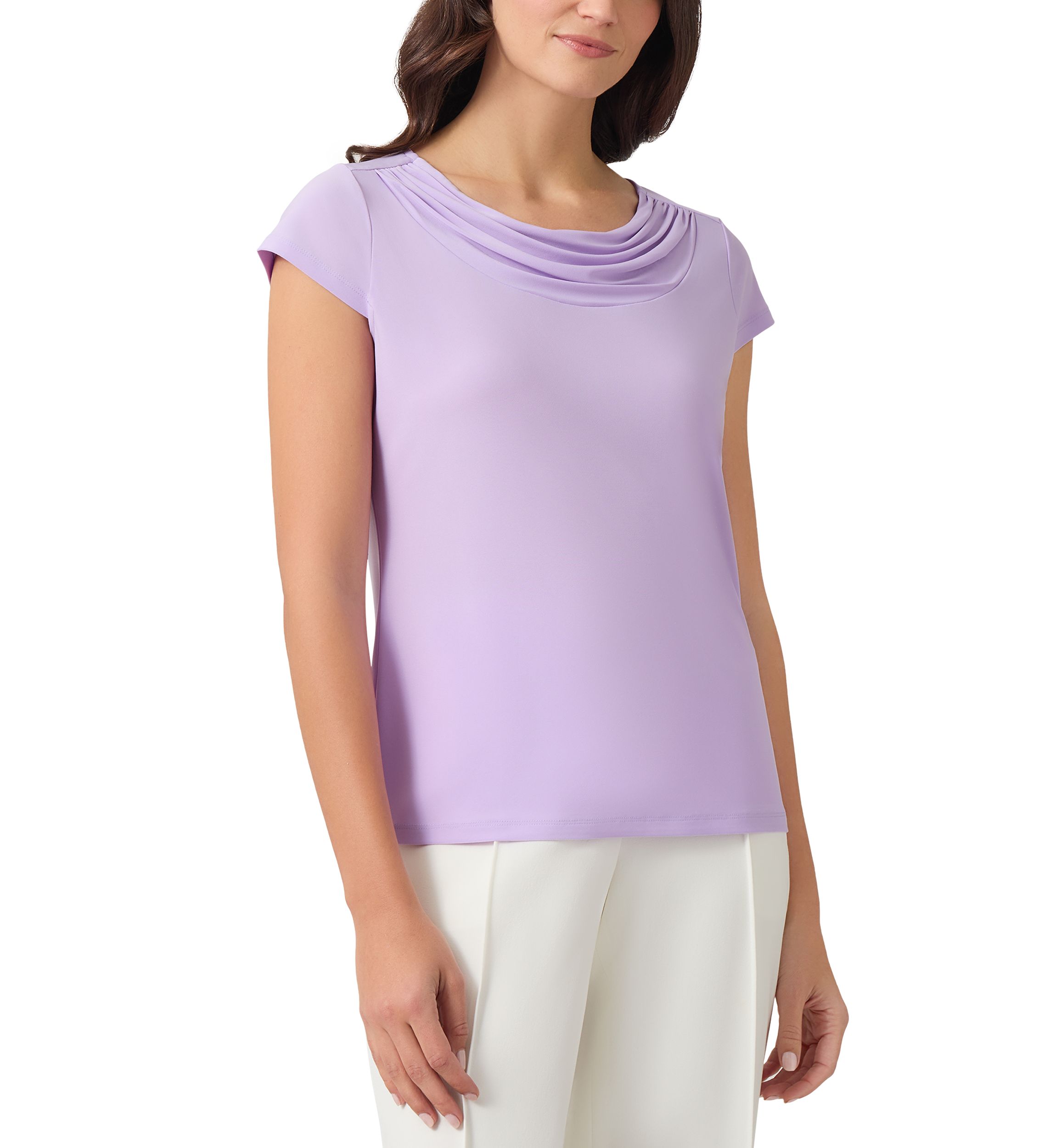 Womens Cap Sleeve Cowl Neck Top
