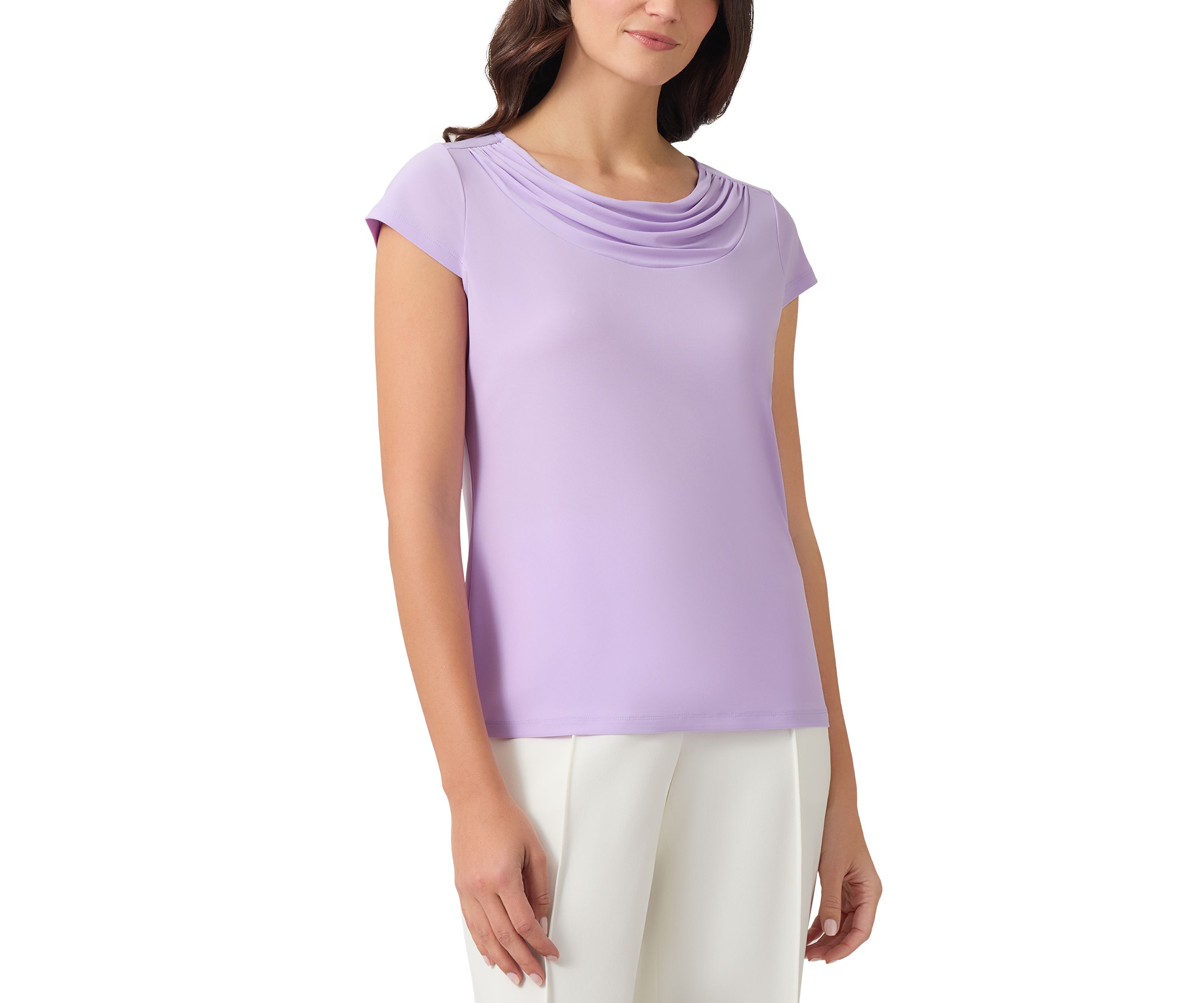 Womens Cap Sleeve Cowl Neck Top
