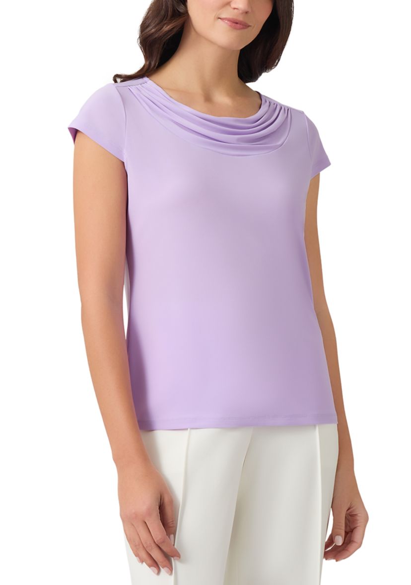 Womens Cap Sleeve Cowl Neck Top