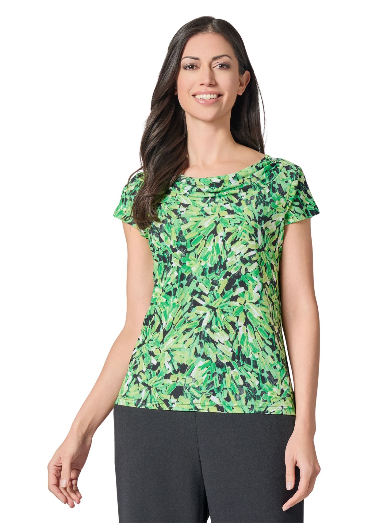 Womens Starburst Printed Cowl Neck Knit Top