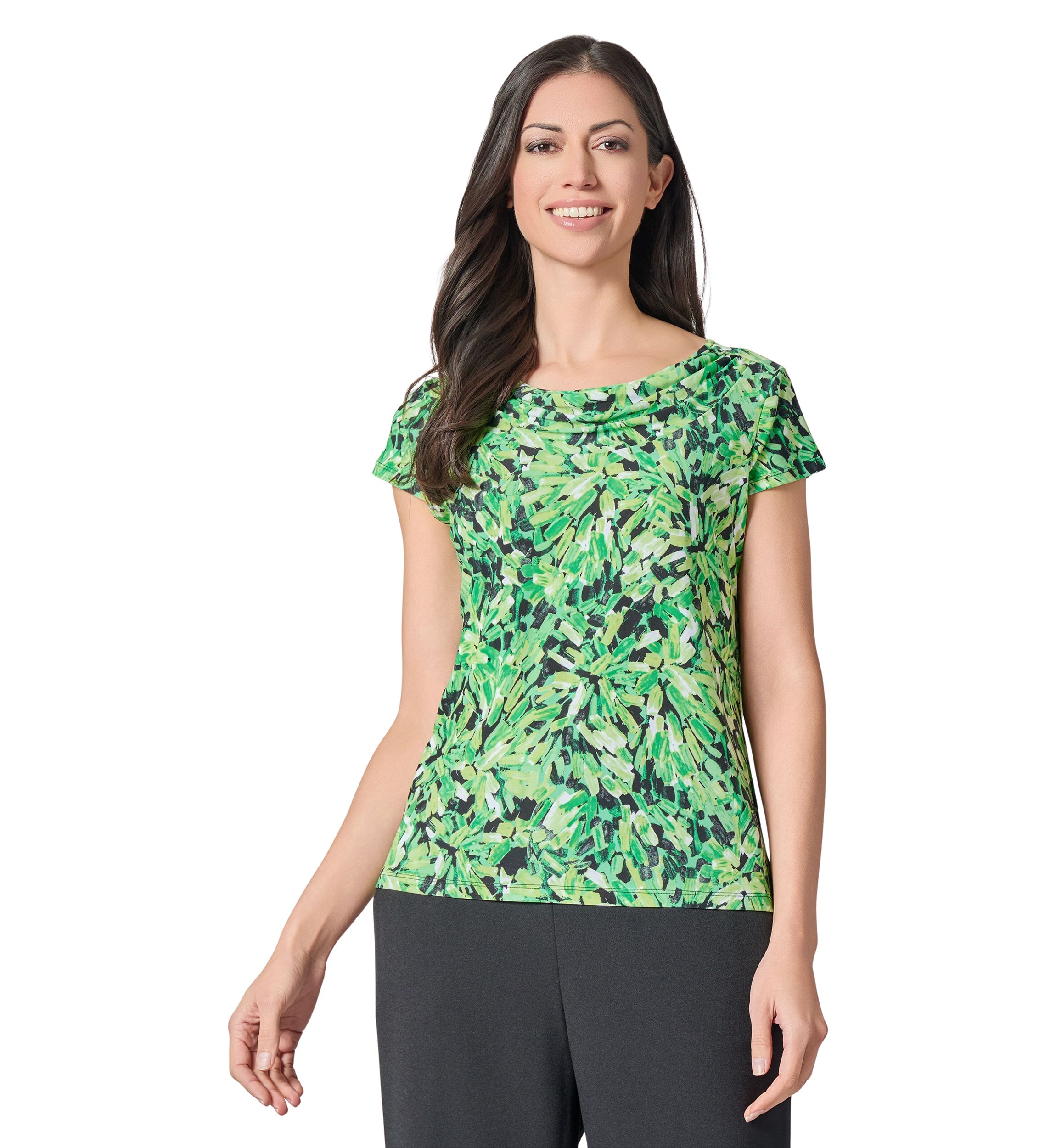 Womens Starburst Printed Cowl Neck Knit Top