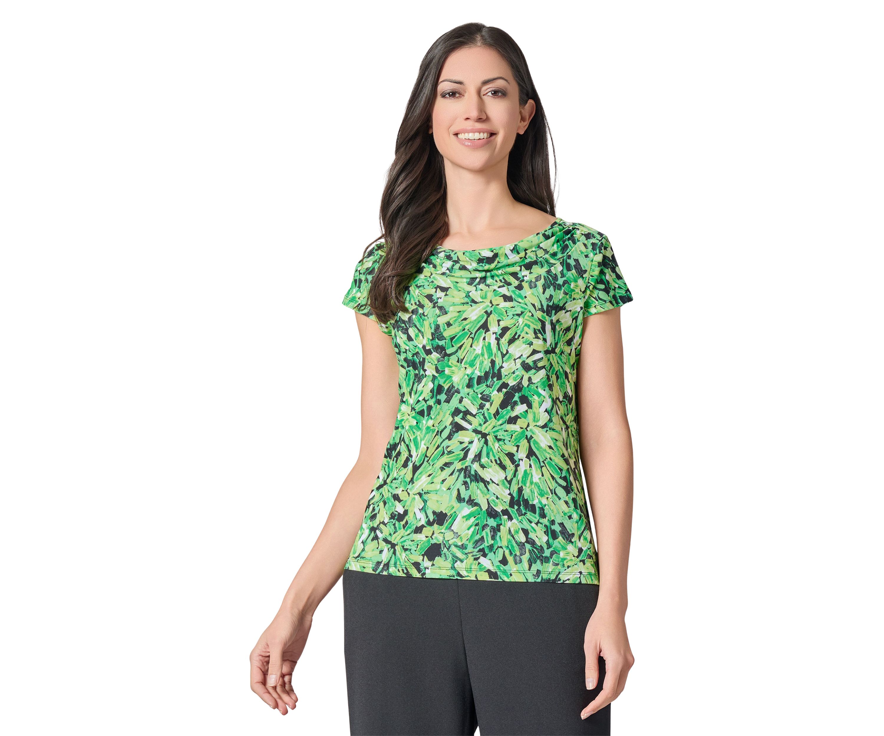 Womens Starburst Printed Cowl Neck Knit Top