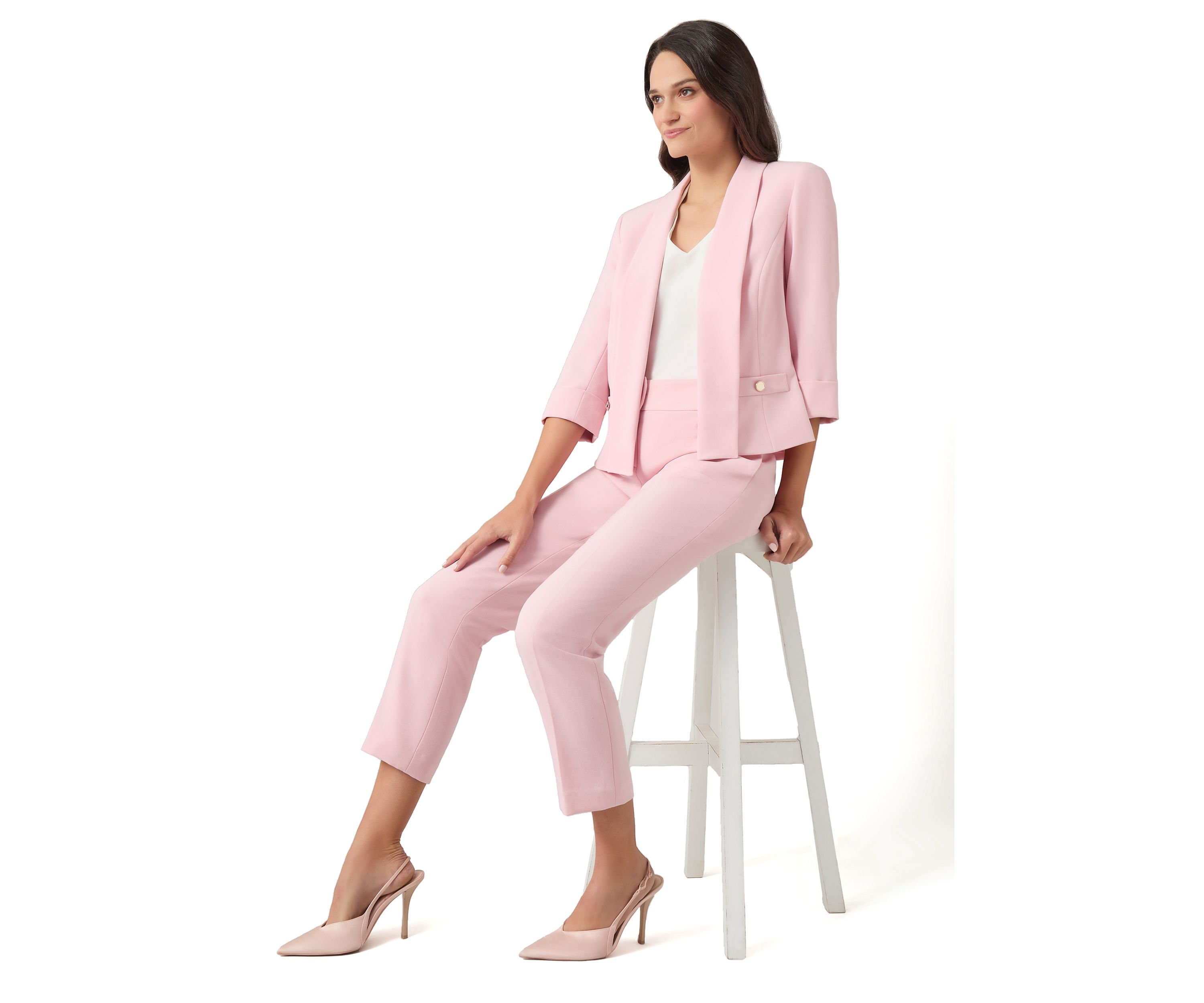 Womens 3/4 Sleeve Shawl Collar Blazer 