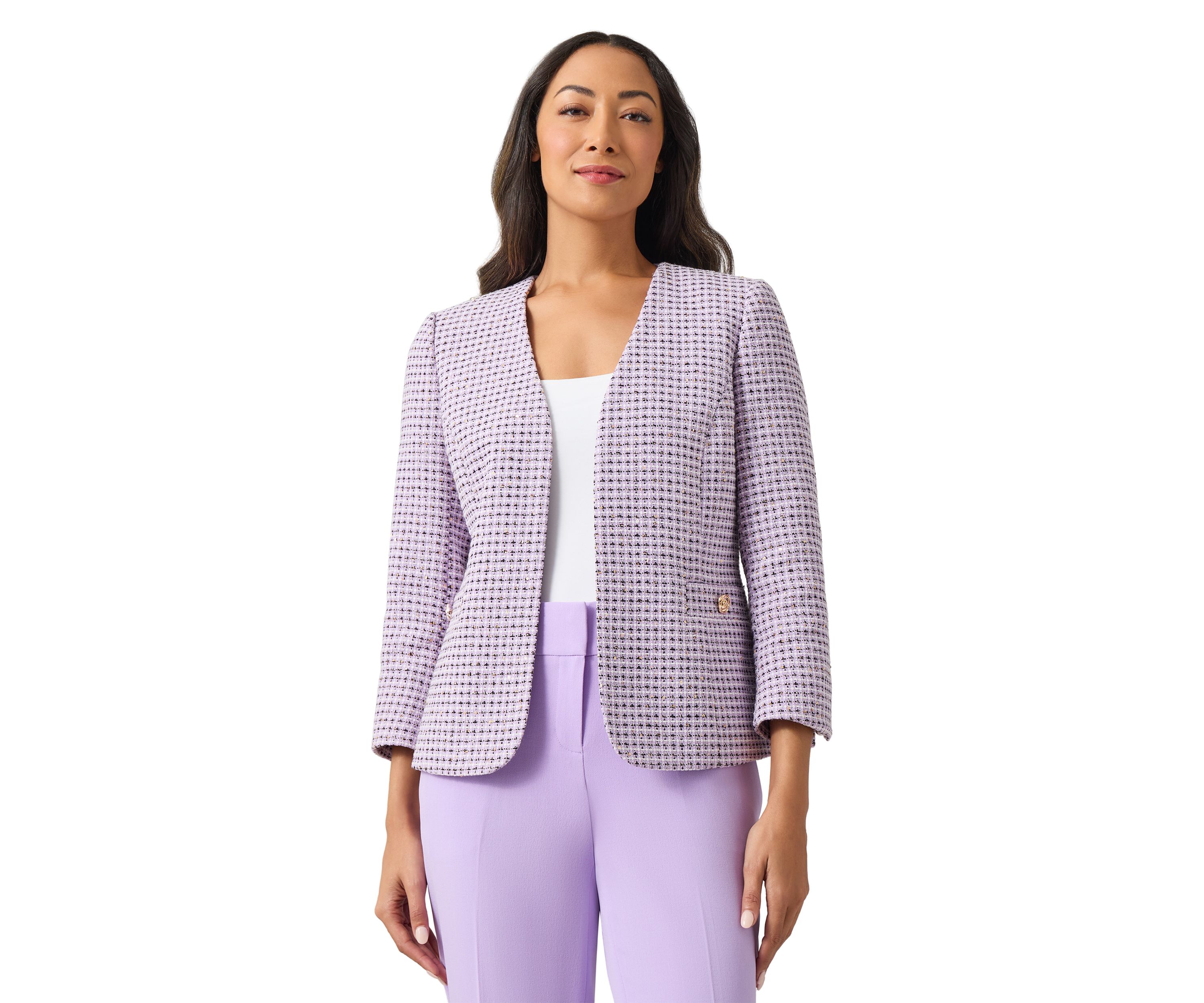 Womens 3/4 Sleeve Open Front Blazer