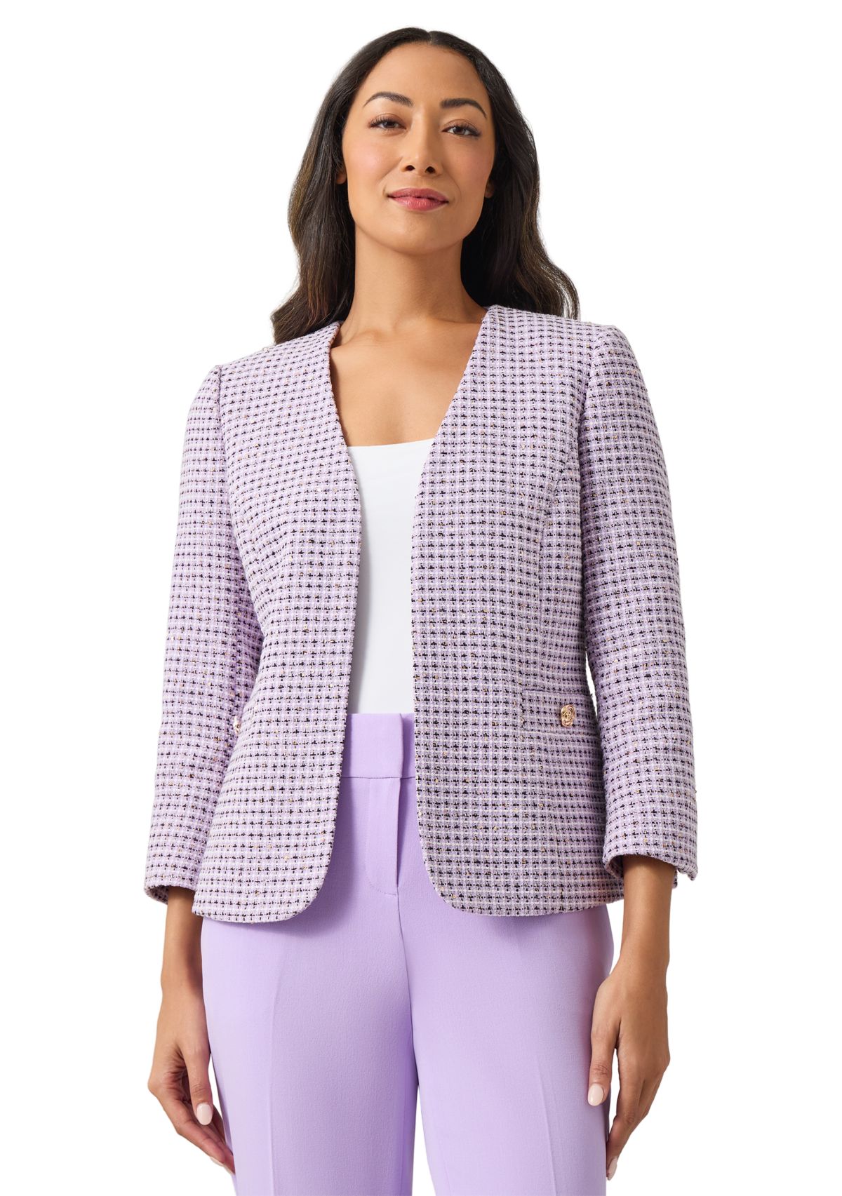 Petite Open Jacket with 3/4 Sleeves