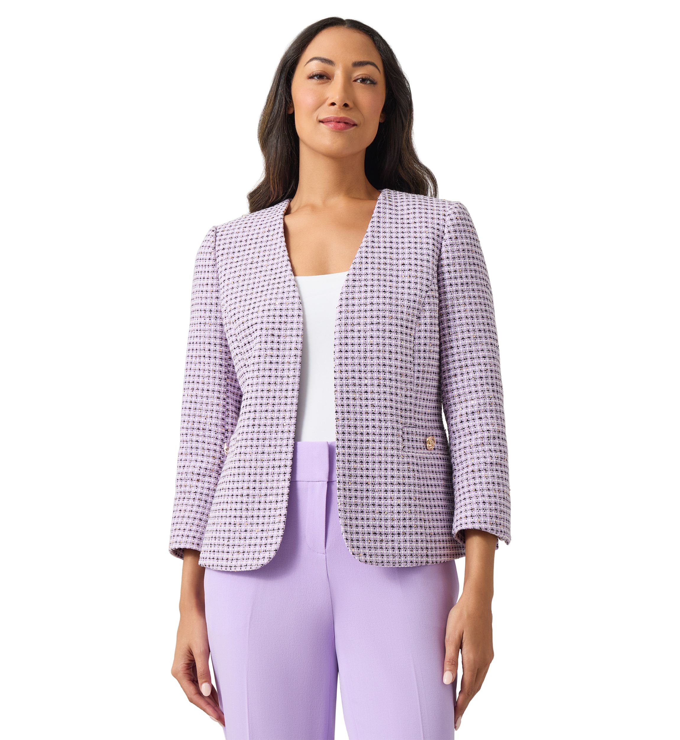 Petite Open Jacket with 3/4 Sleeves