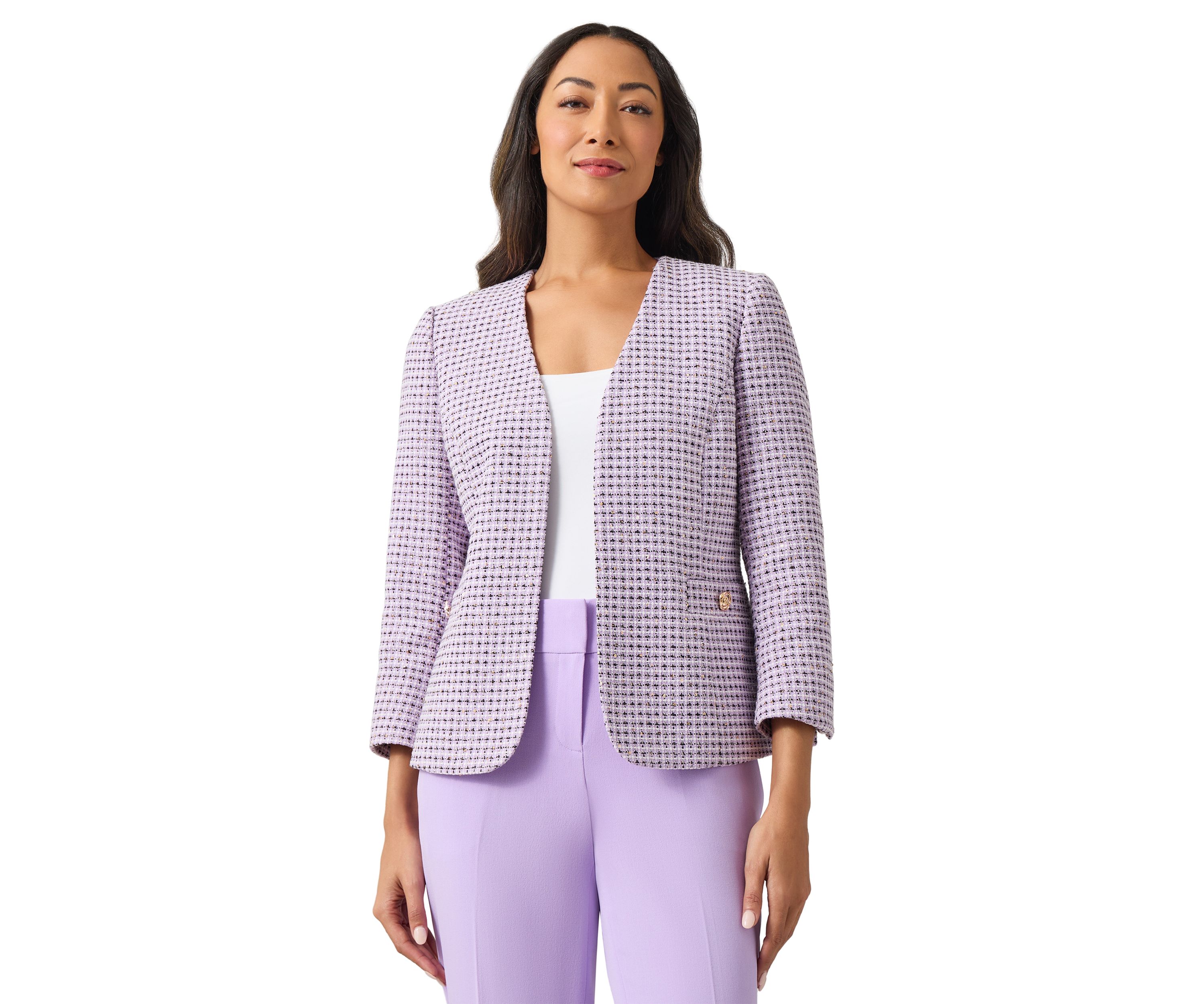 Petite Open Jacket with 3/4 Sleeves