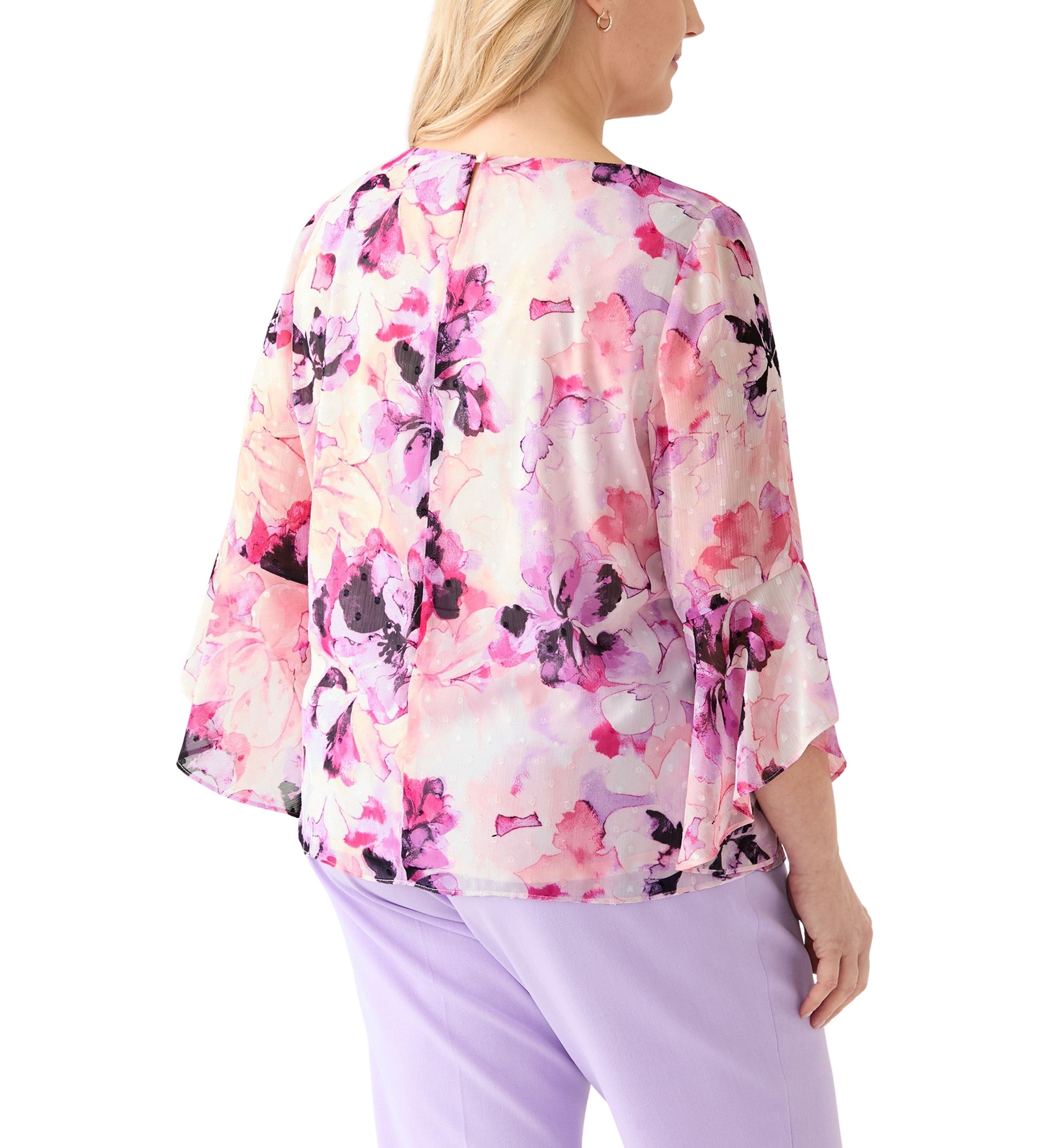 Plus Size Bell Sleeve Printed Blouse