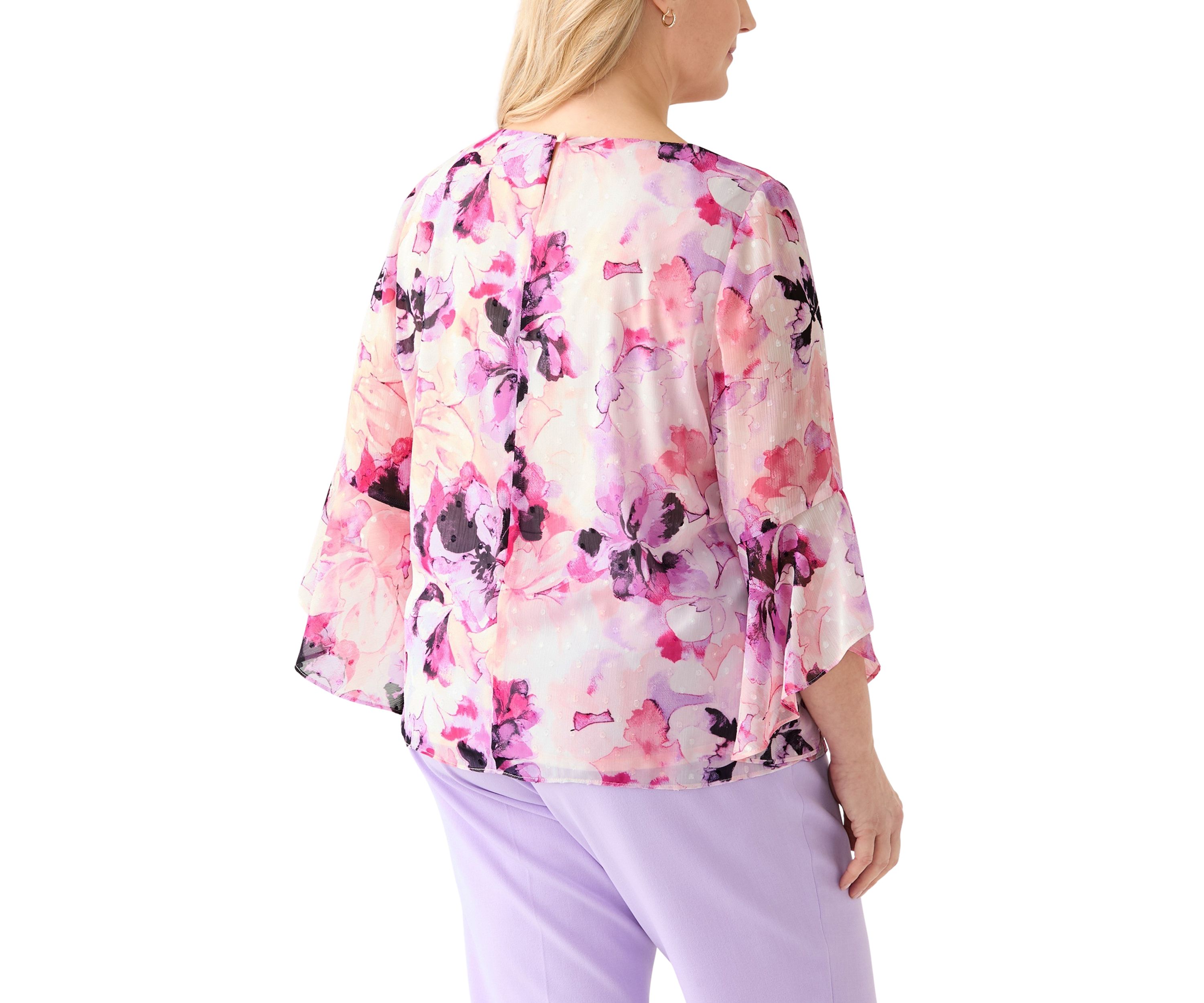 Plus Size Bell Sleeve Printed Blouse