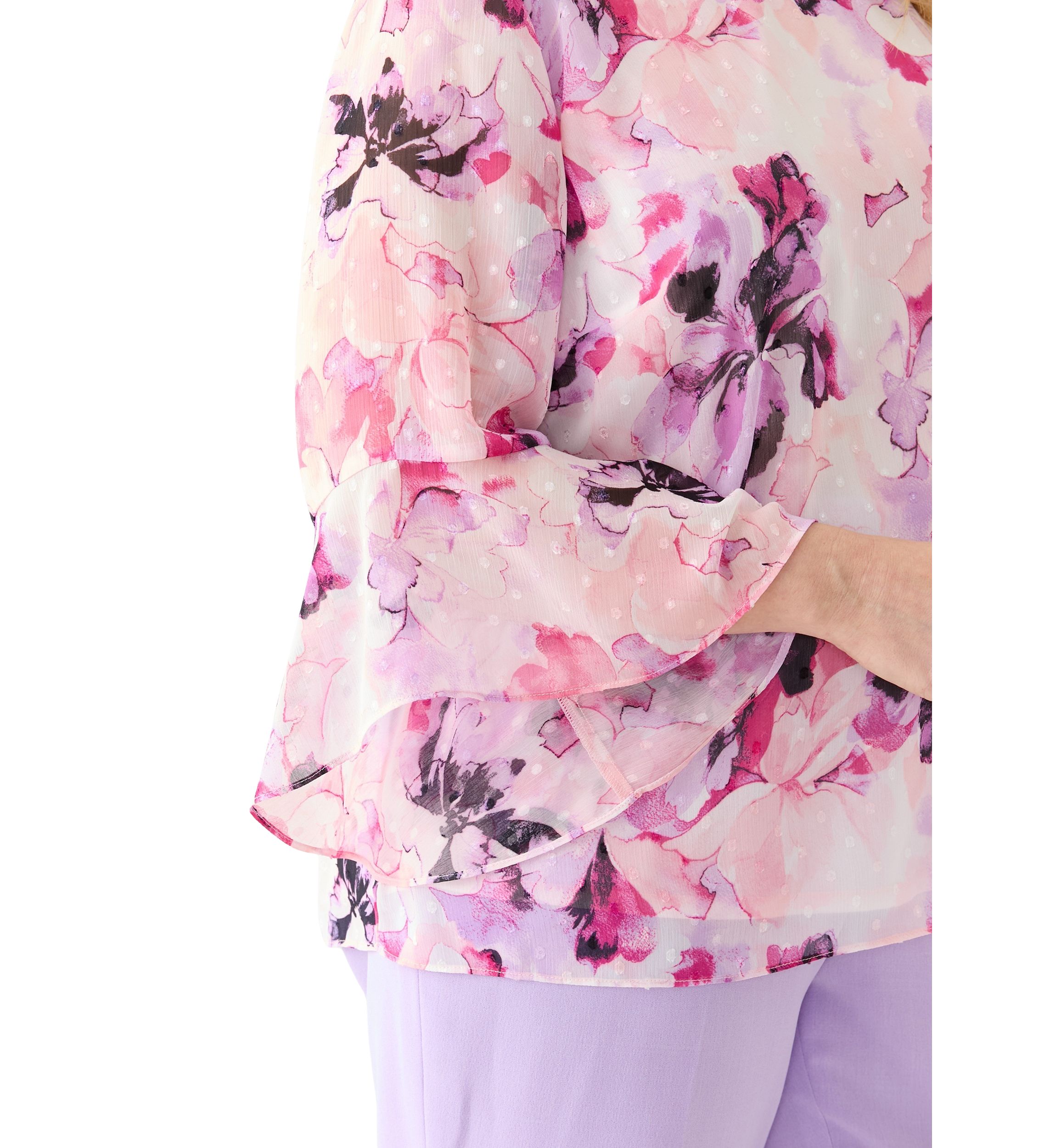 Plus Size Bell Sleeve Printed Blouse