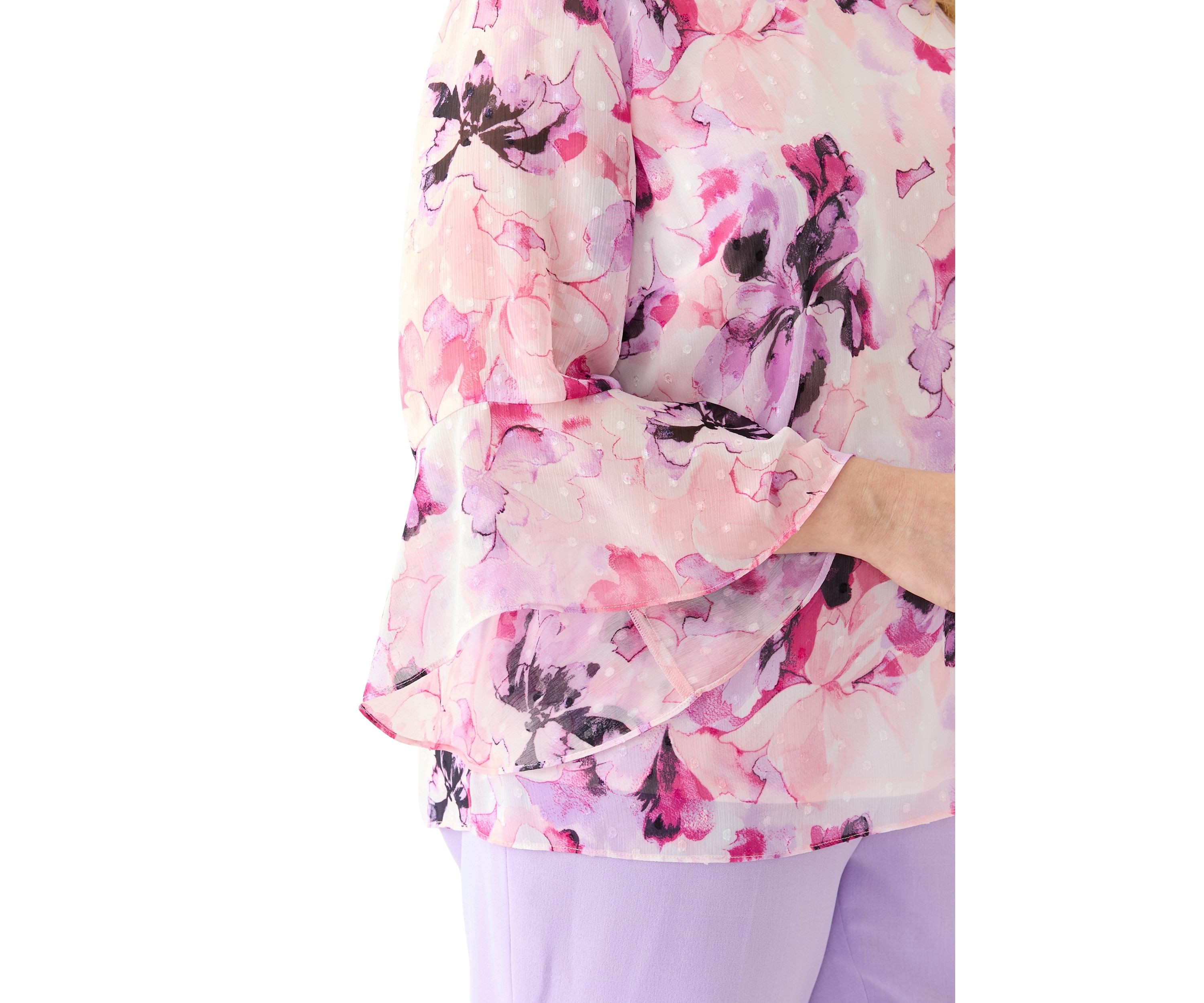 Plus Size Bell Sleeve Printed Blouse