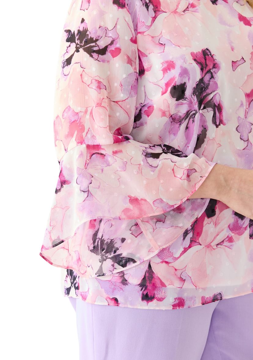 Plus Size Bell Sleeve Printed Blouse