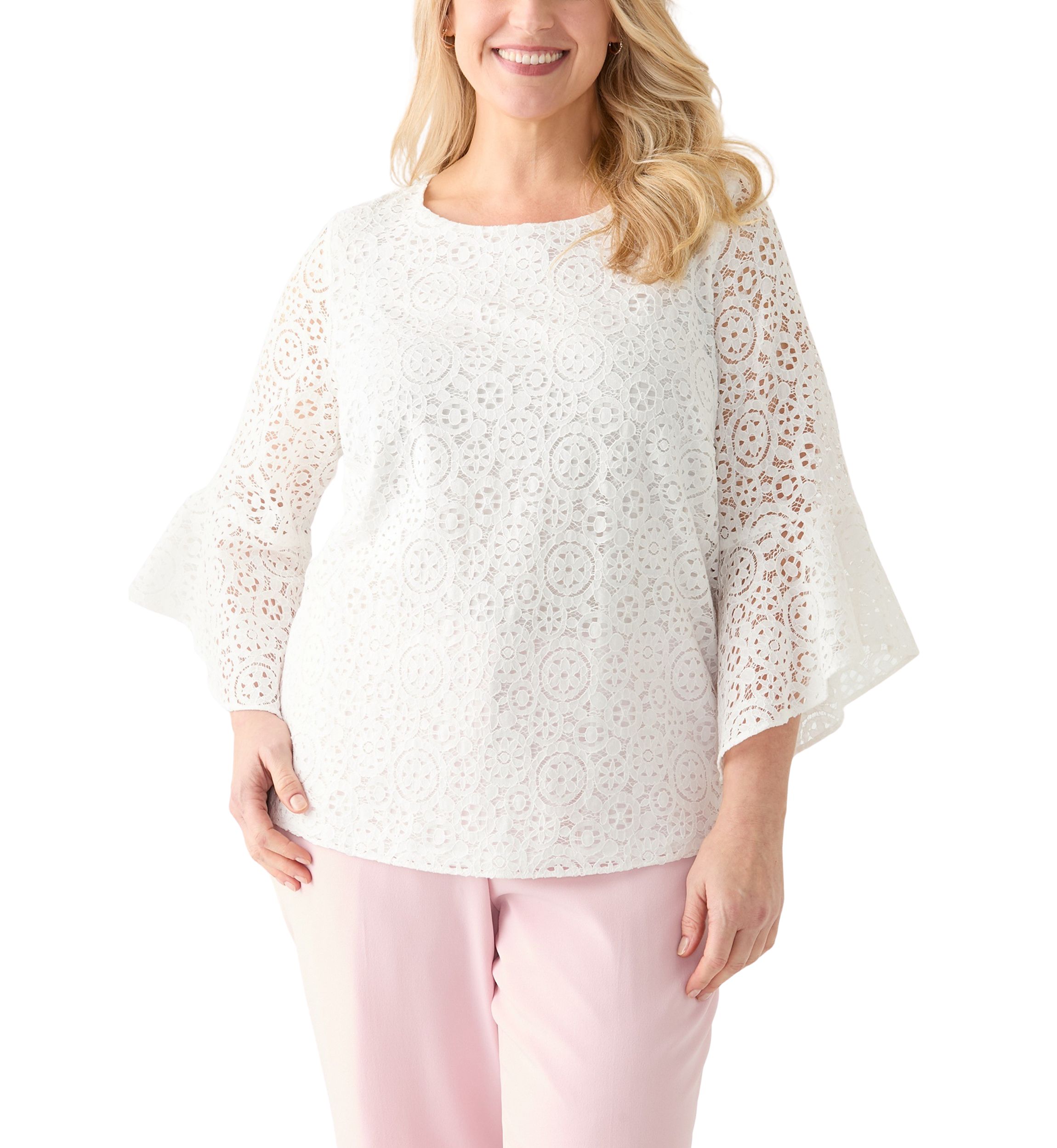 Plus Size Bell Sleeve Lace Blouse