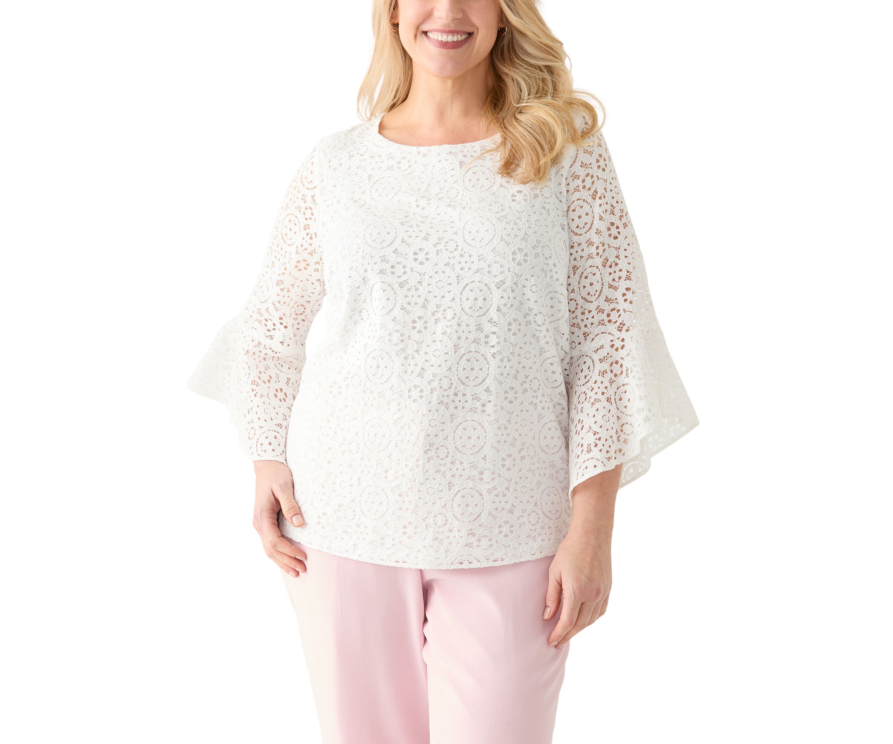 Plus Size Bell Sleeve Lace Blouse