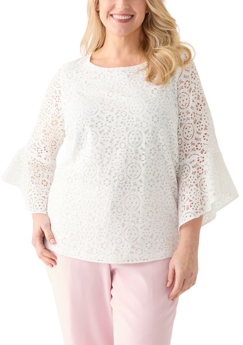 Plus Size Bell Sleeve Lace Blouse