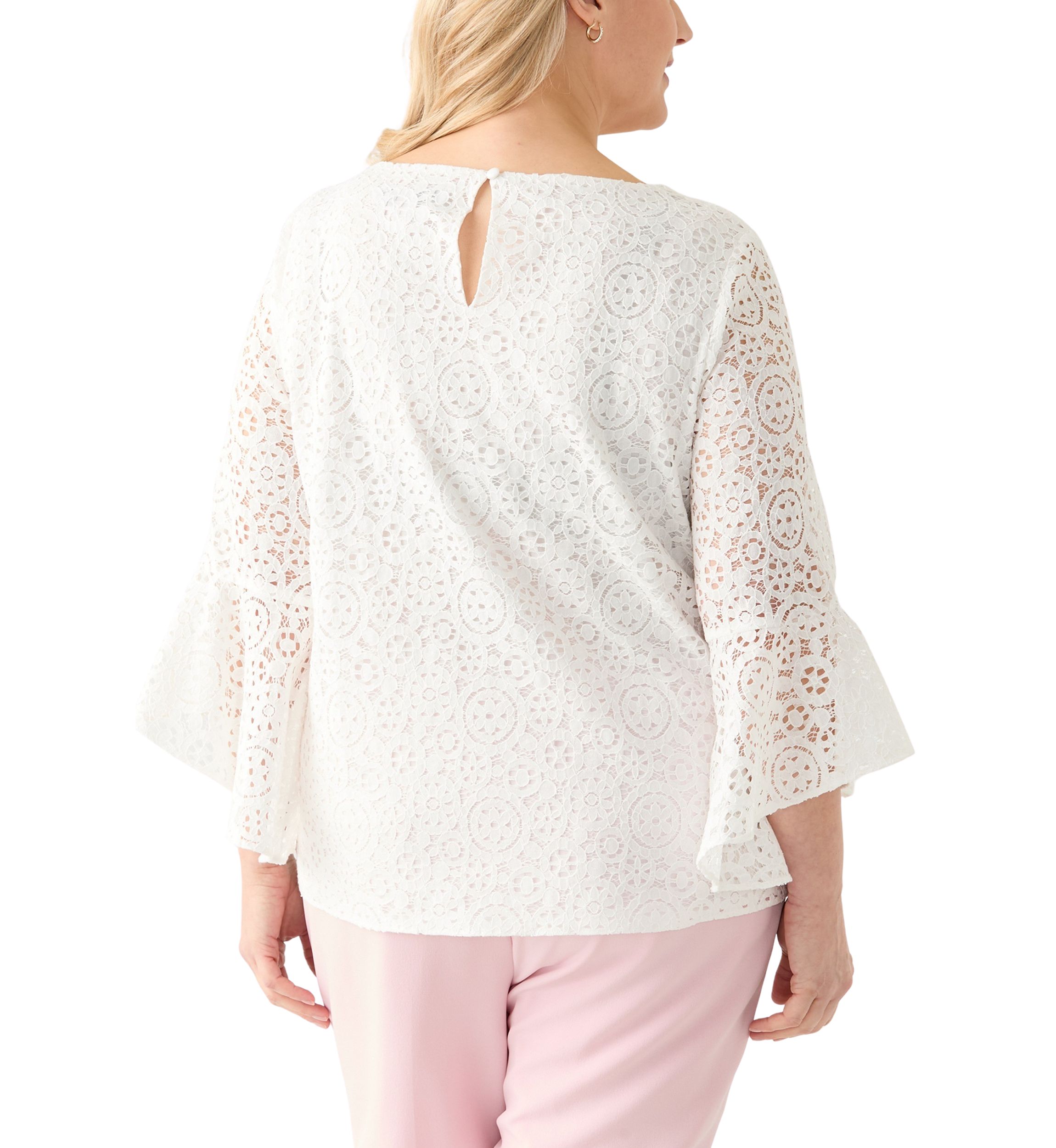 Plus Size Bell Sleeve Lace Blouse