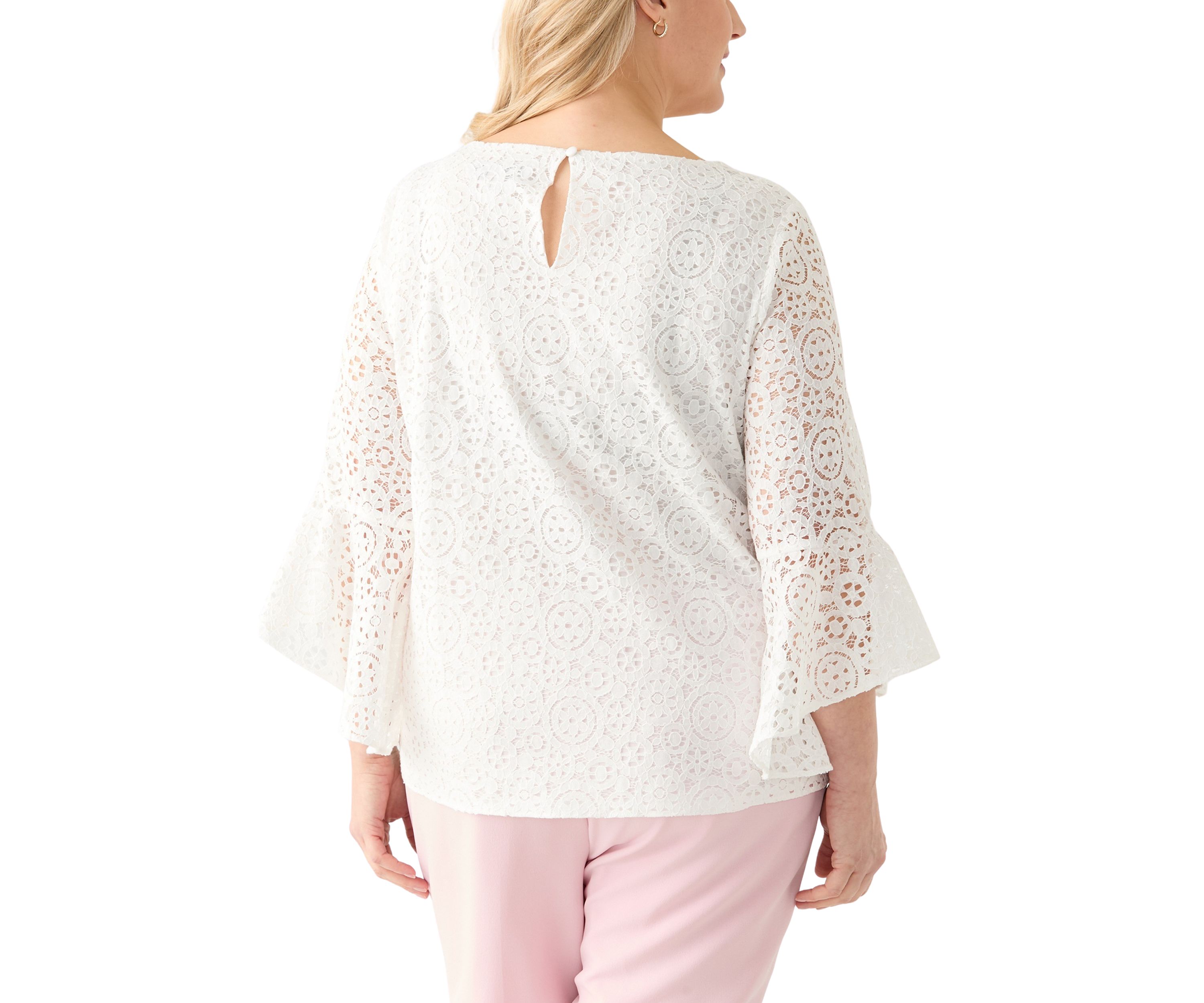 Plus Size Bell Sleeve Lace Blouse