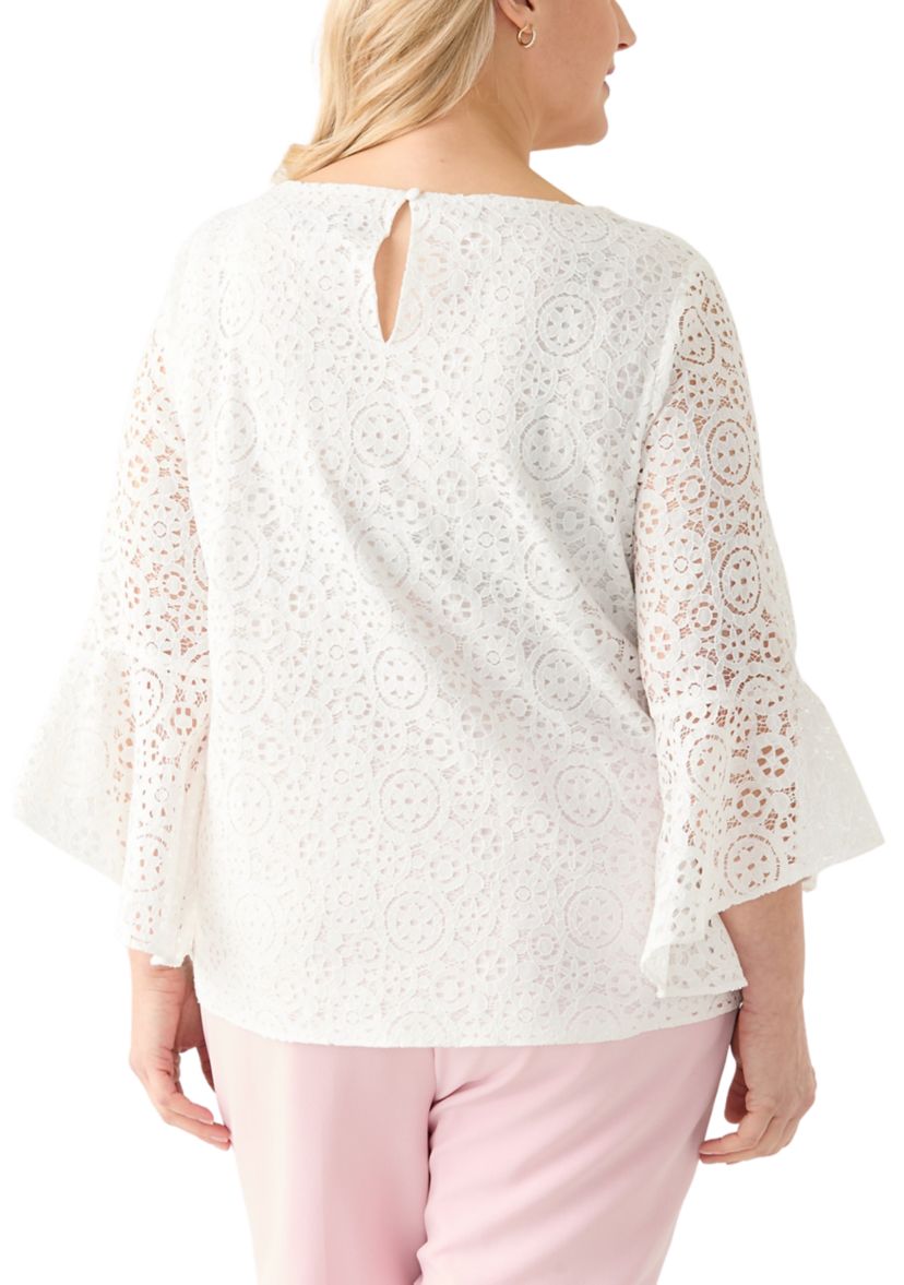 Plus Size Bell Sleeve Lace Blouse