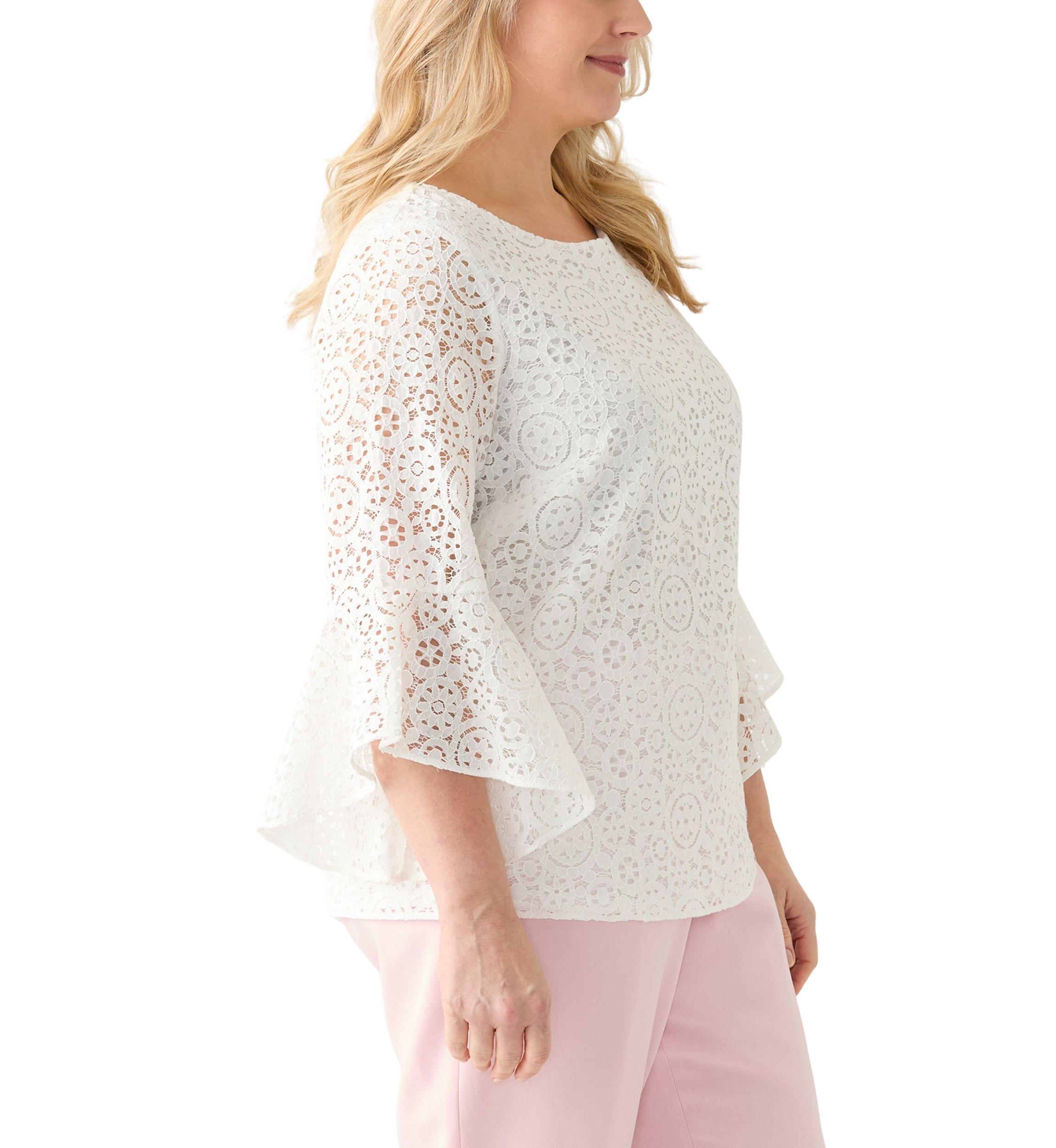 Plus Size Bell Sleeve Lace Blouse
