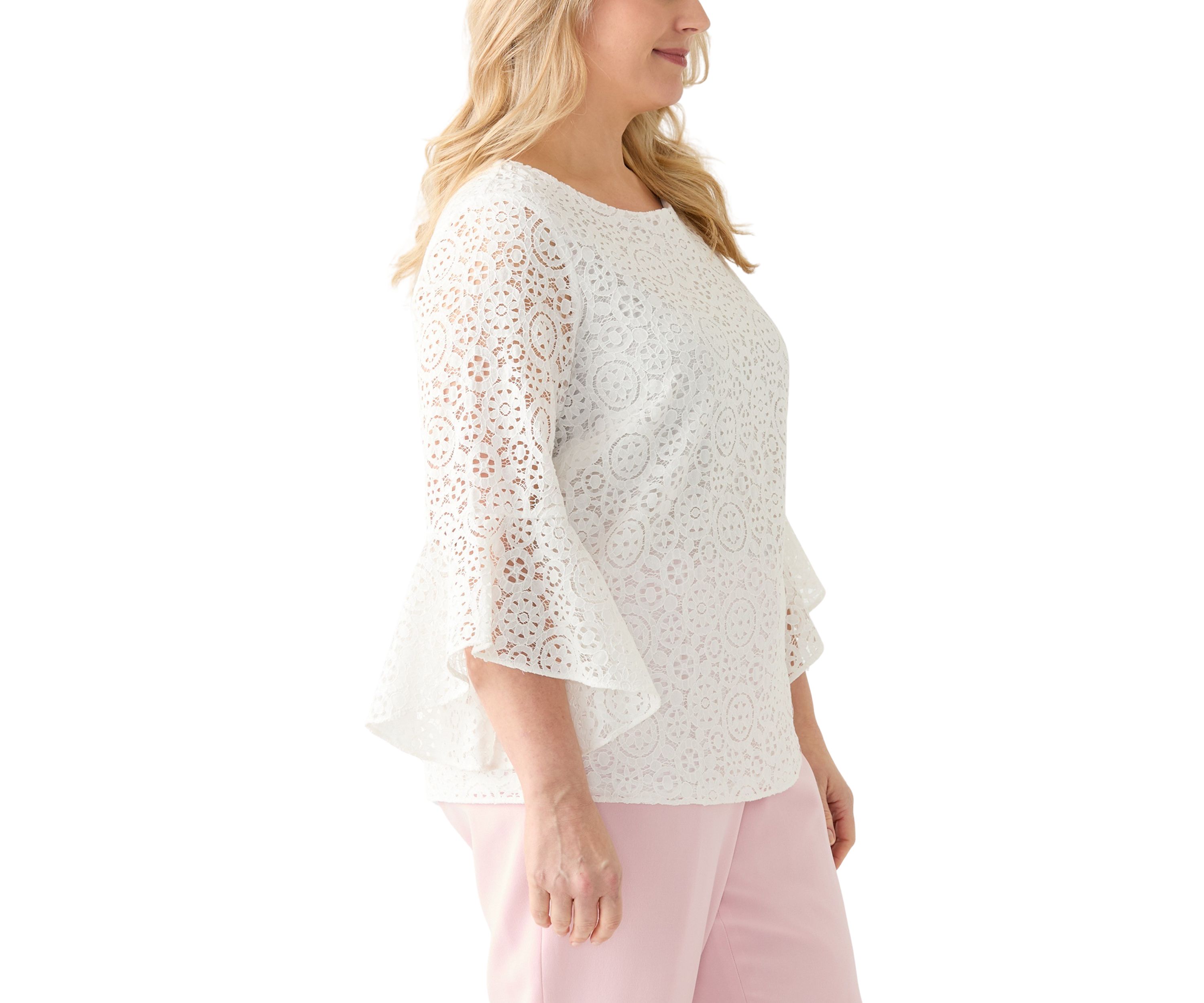 Plus Size Bell Sleeve Lace Blouse
