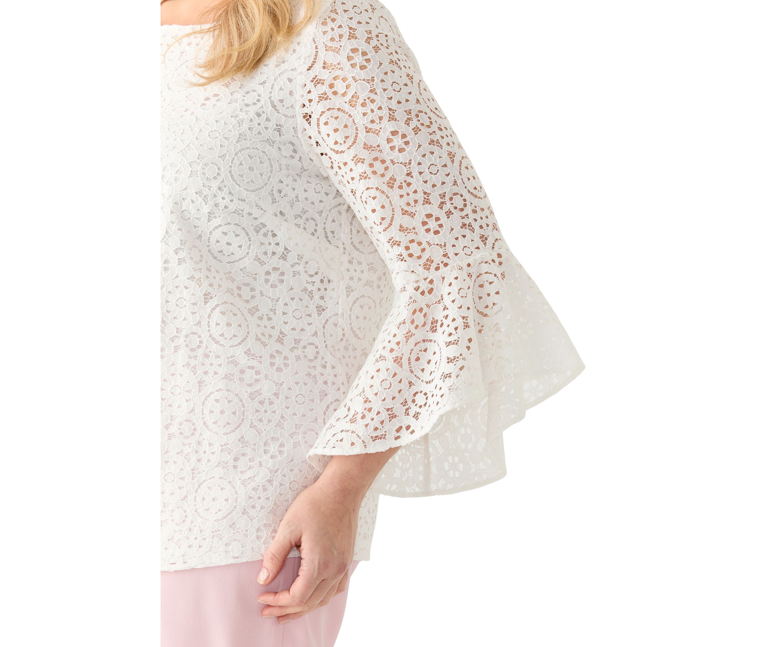 Plus Size Bell Sleeve Lace Blouse