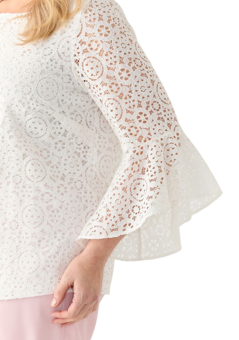 Plus Size Bell Sleeve Lace Blouse