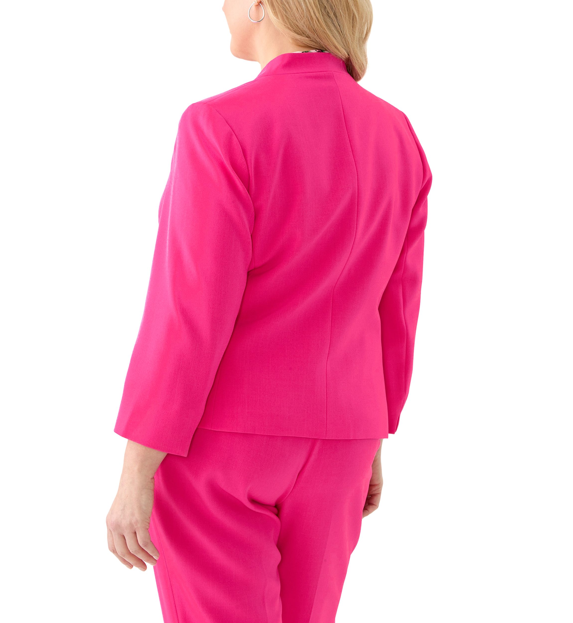 Plus Size Stretch Crepe Open Blazer Jacket