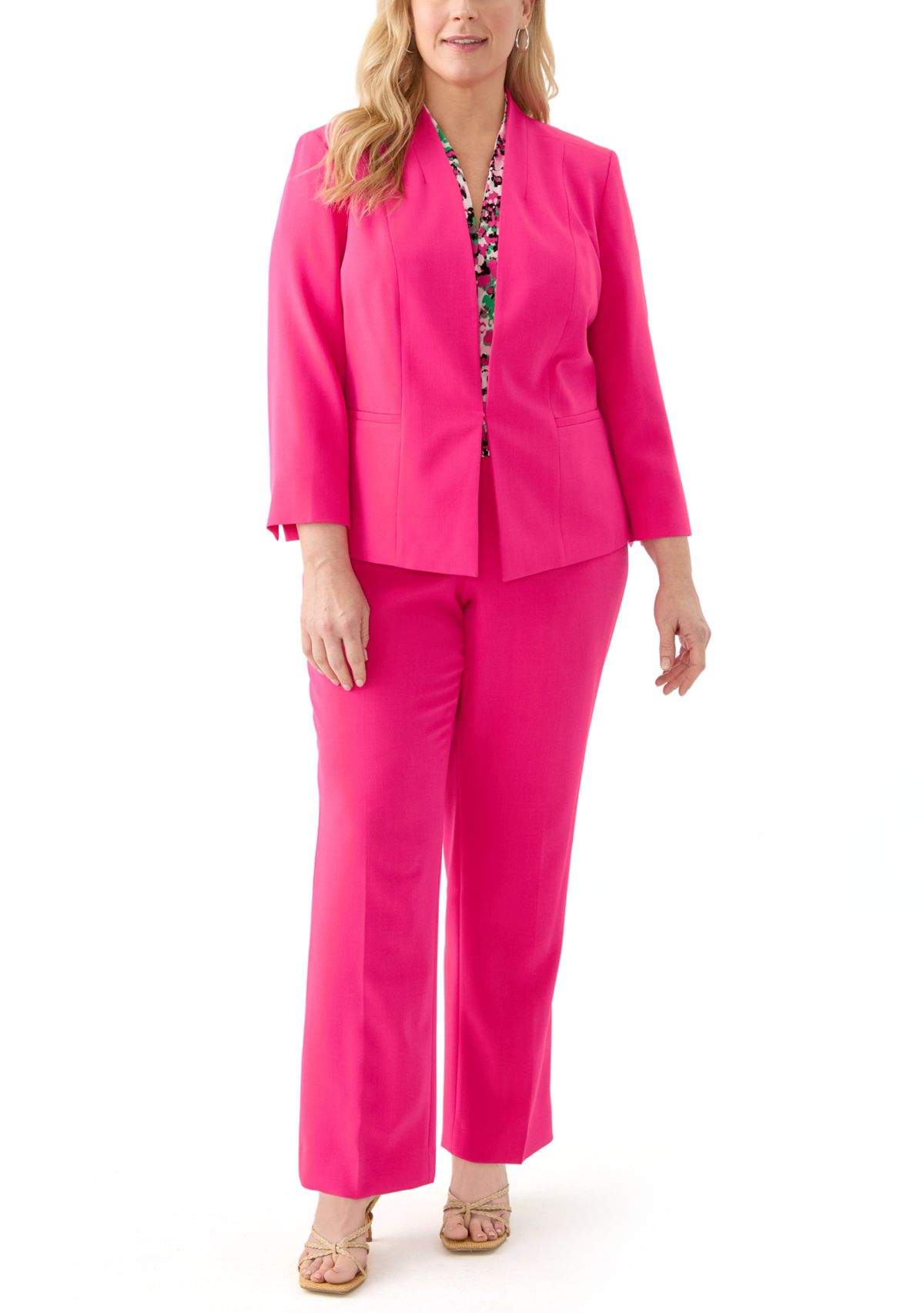 Plus Size Stretch Crepe Open Blazer Jacket