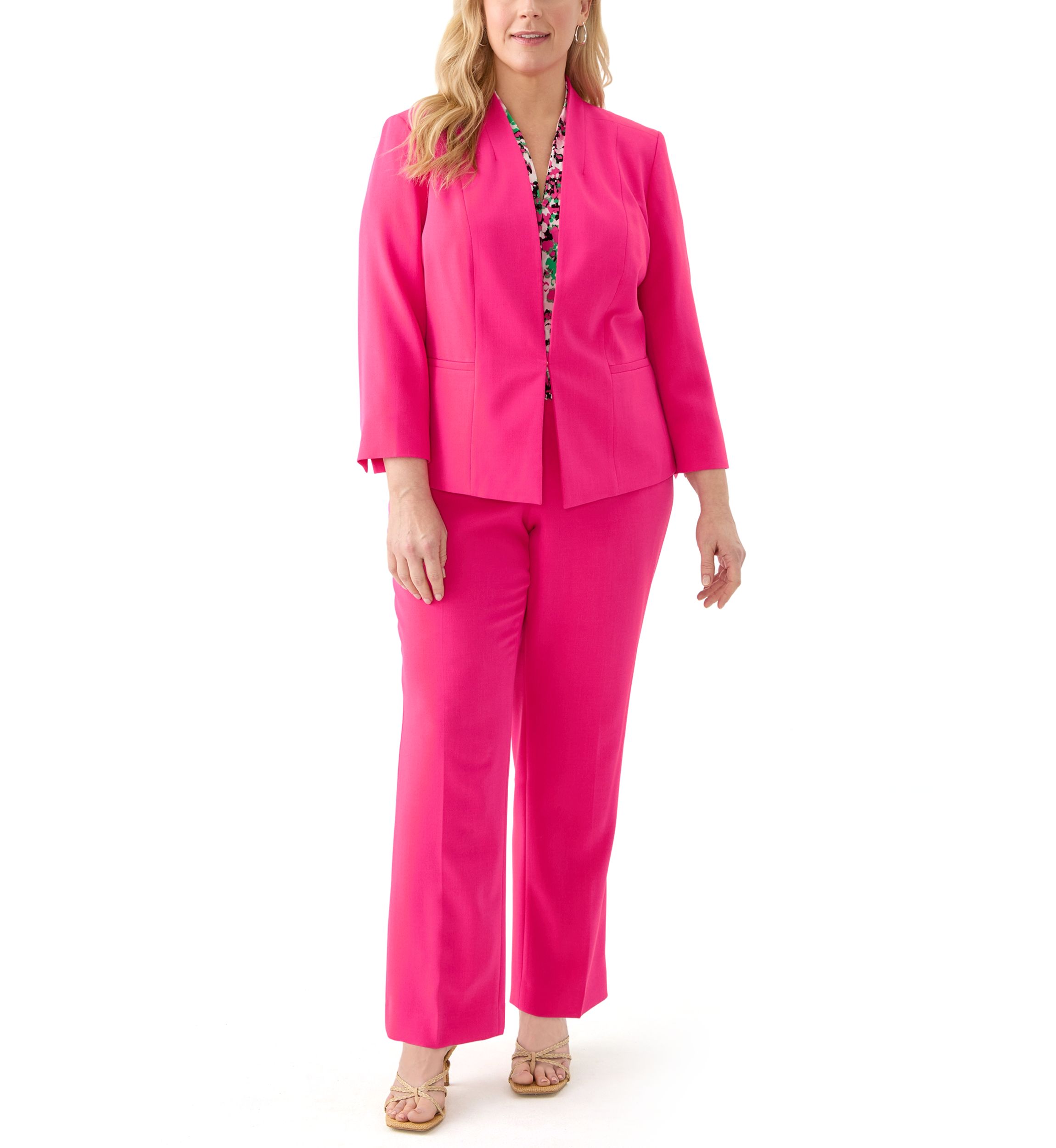 Plus Size Stretch Crepe Open Blazer Jacket