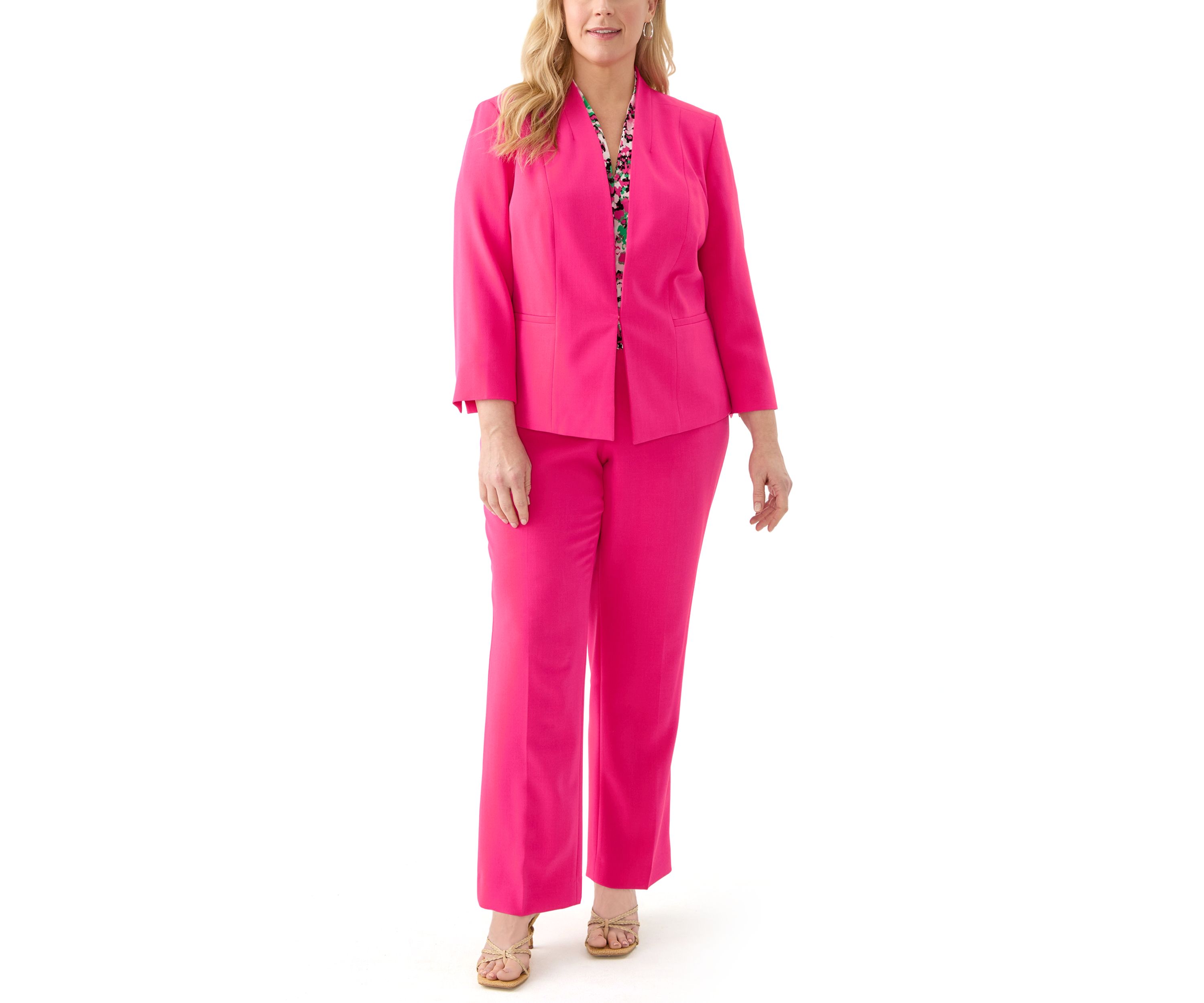 Plus Size Stretch Crepe Open Blazer Jacket