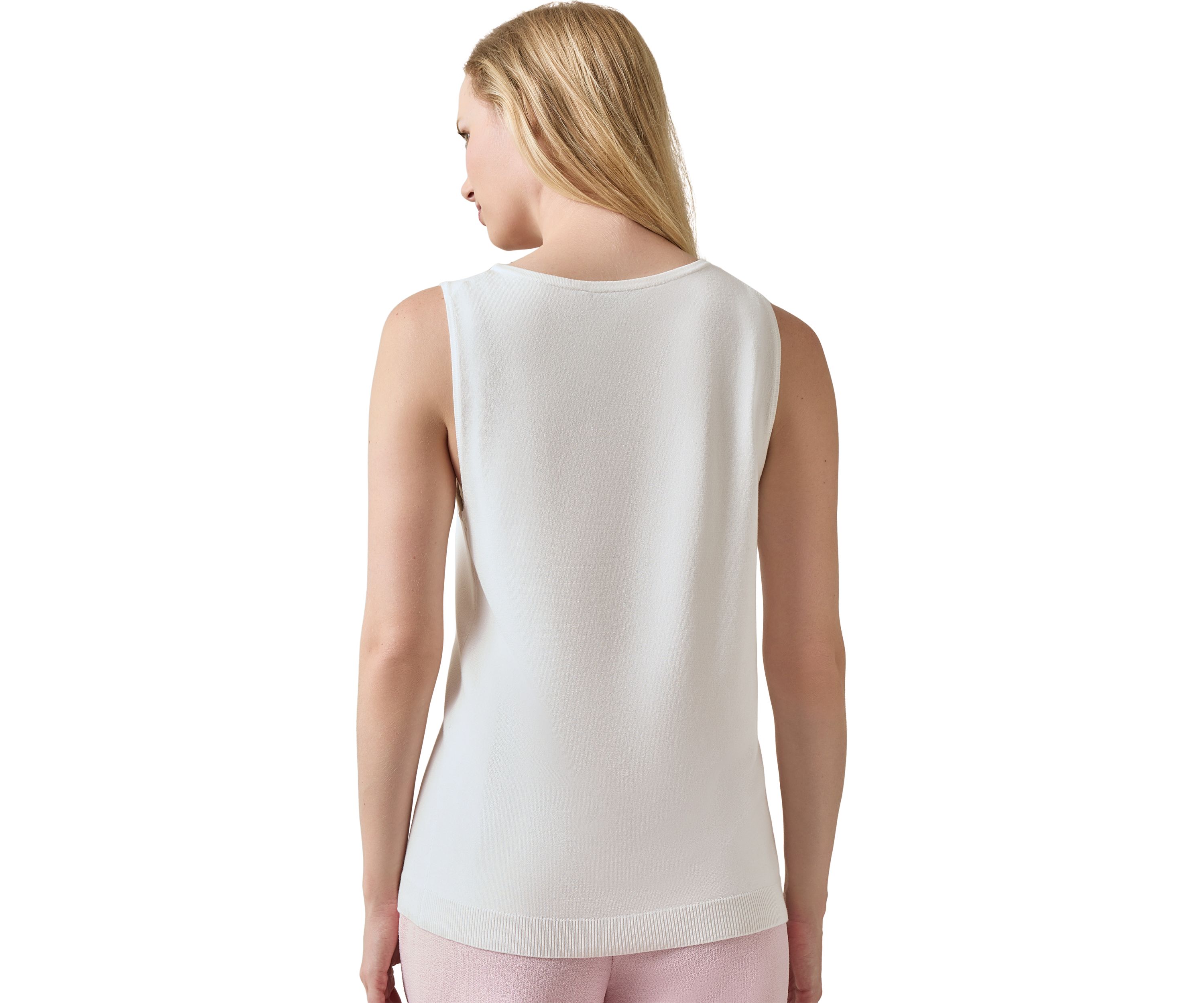 Womens Sleeveless Boat Neck Embroidered Top