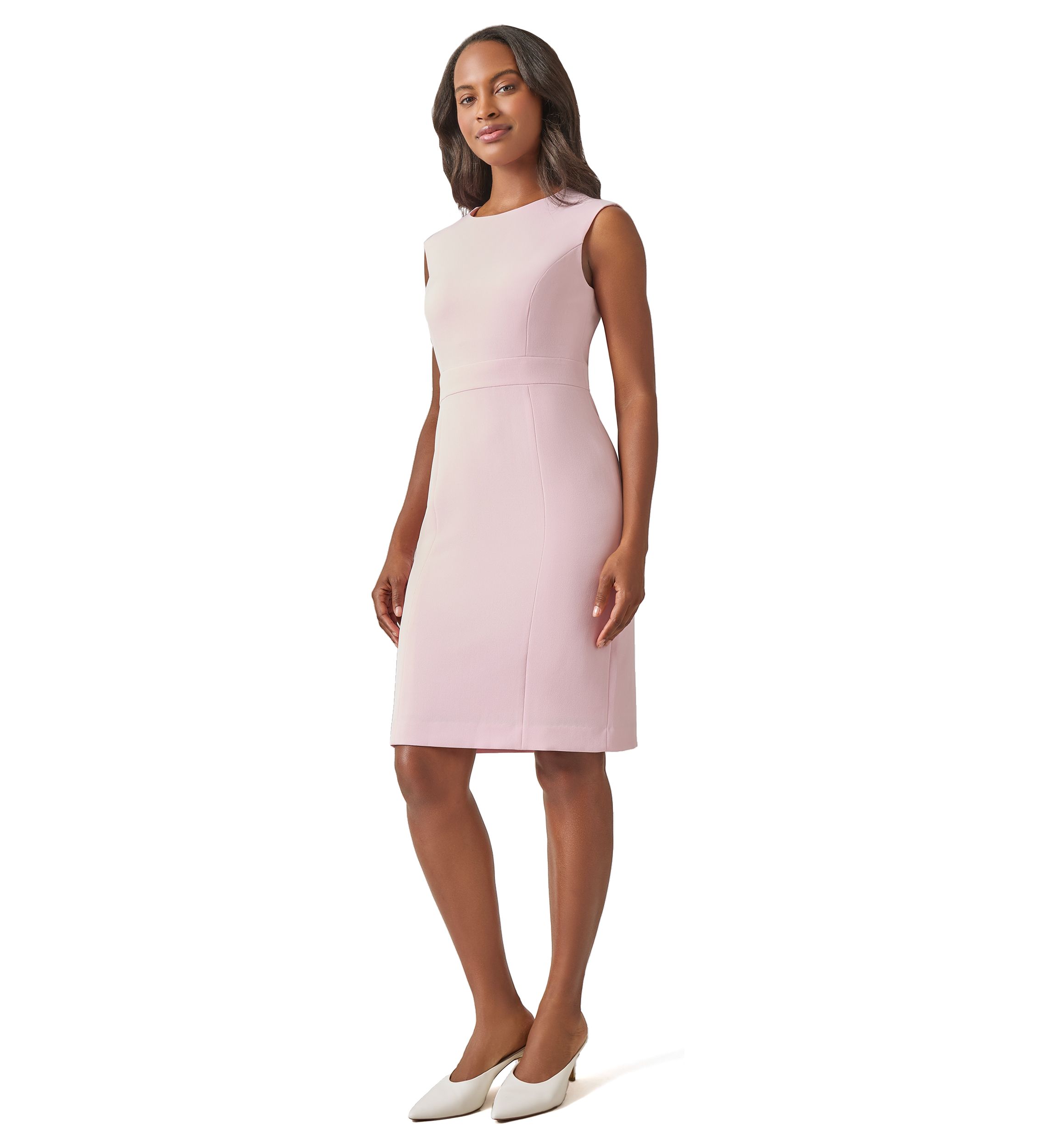 Womens Extended Cap Sleeve Solid Sheath Dress