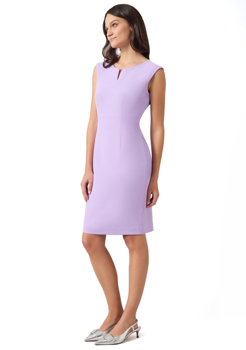 Petite Solid Split Neck Sheath Dress