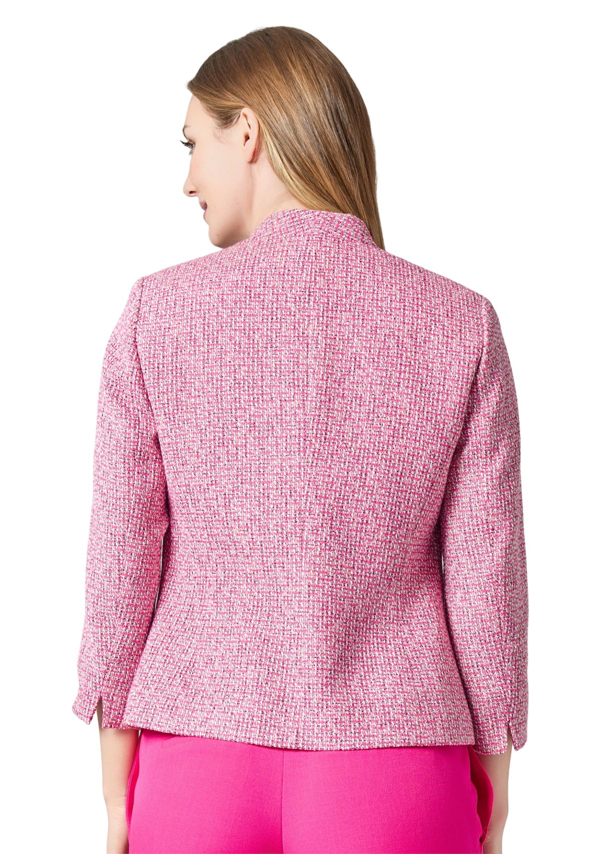 Womens Tweed Collarless Jacket