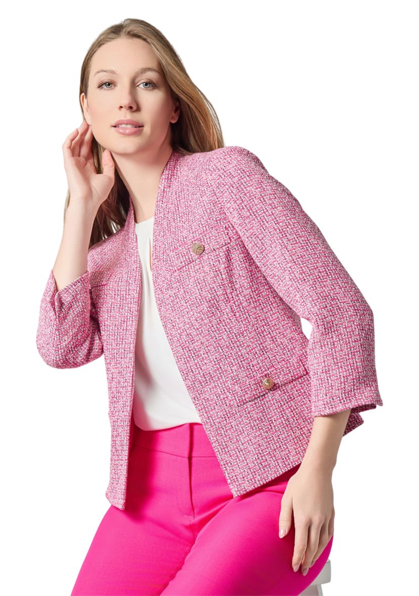 Womens Tweed Collarless Jacket