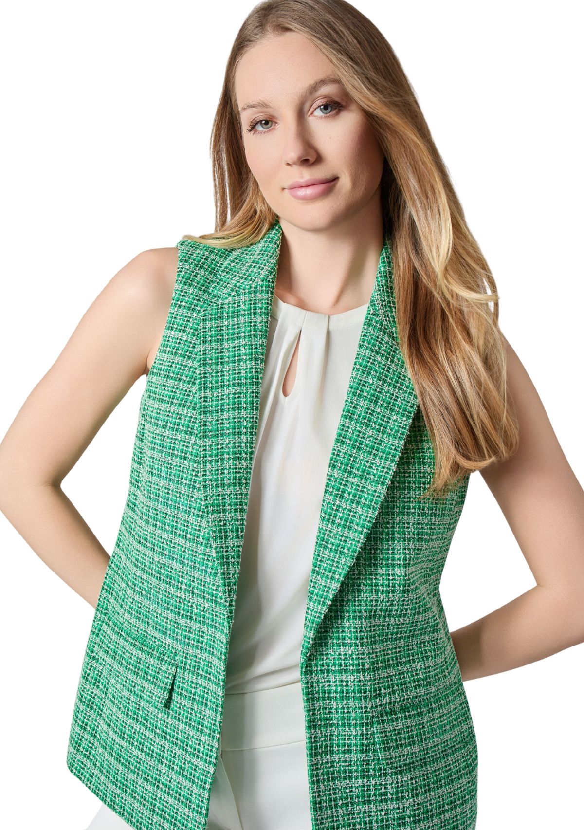 Womens Tweed Notch Collar Vest